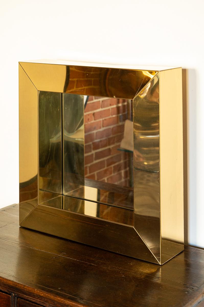 Curtis Jere Square Brass Mirror In Good Condition In Westport, CT