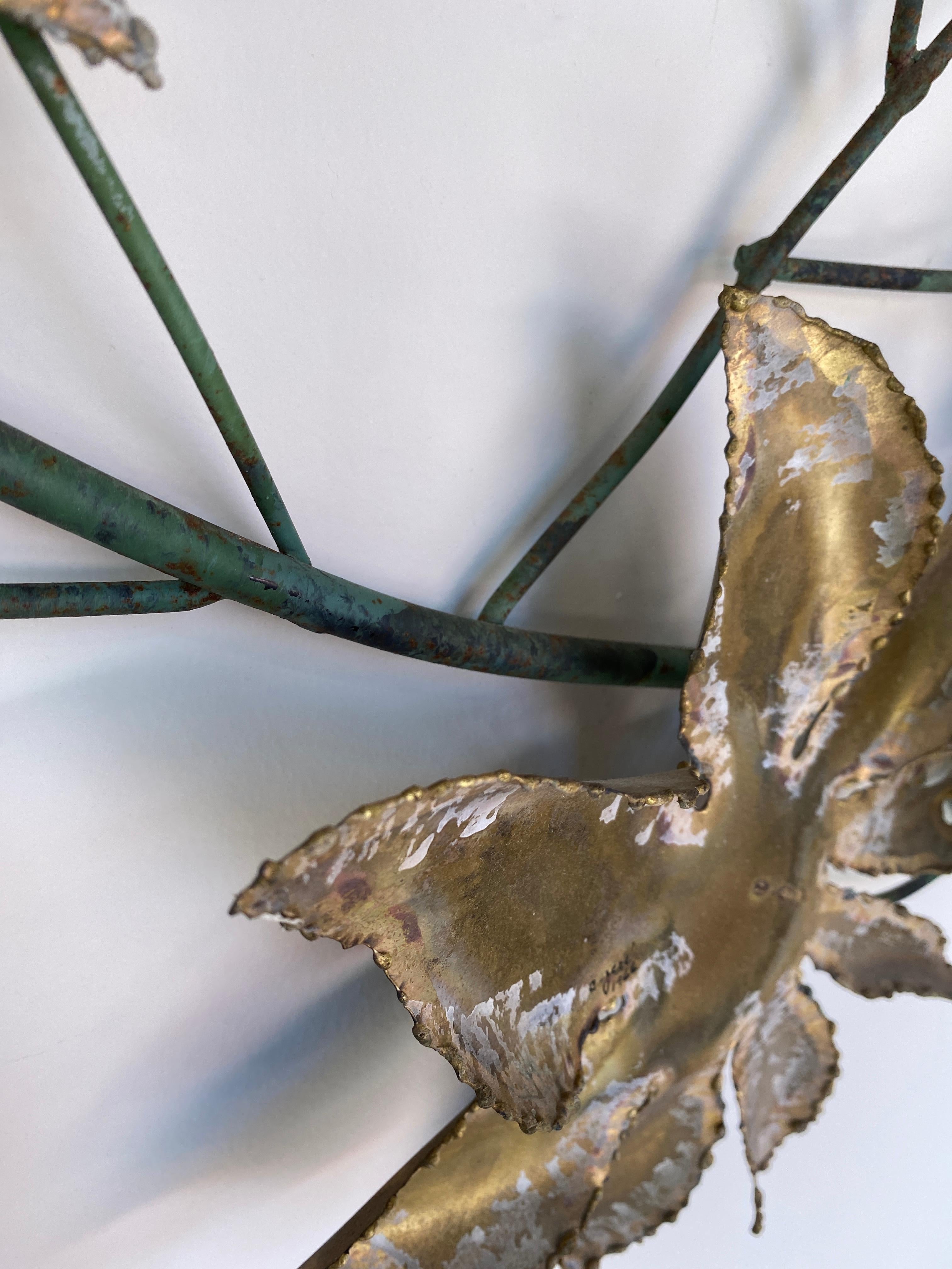 Curtis Jeré Steel & Brass Butterfly Branch Wall Sculpture for Artisan House 1966 10