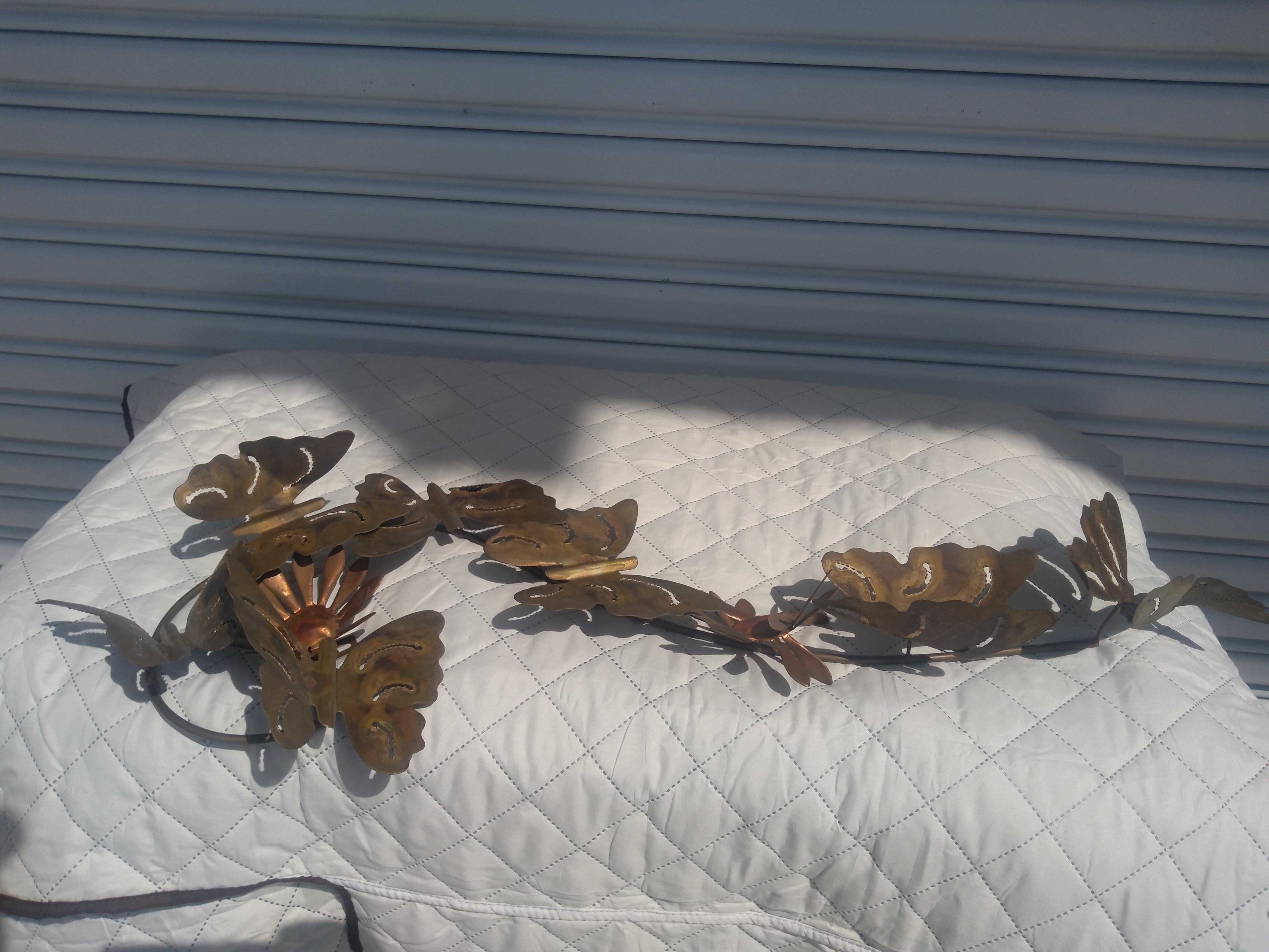 20th Century Curtis Jere Style Brass and Metal Wall Sculpture For Sale