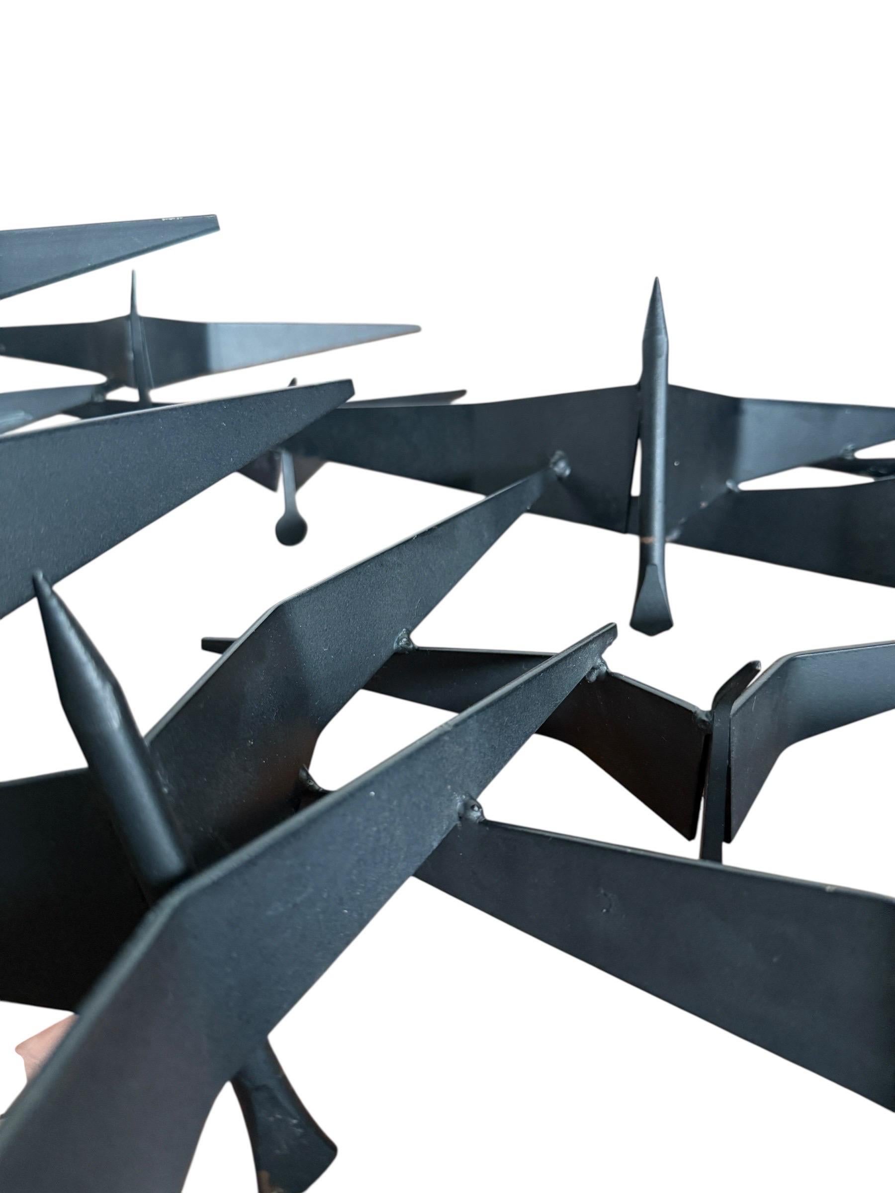 Curtis Jere Style Brutalist Birds in Flight Black Welded Metal Sculpture MCM For Sale 1