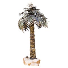 Curtis Jere Style Mid Century Brass Palm Tree Sculpture en laiton
