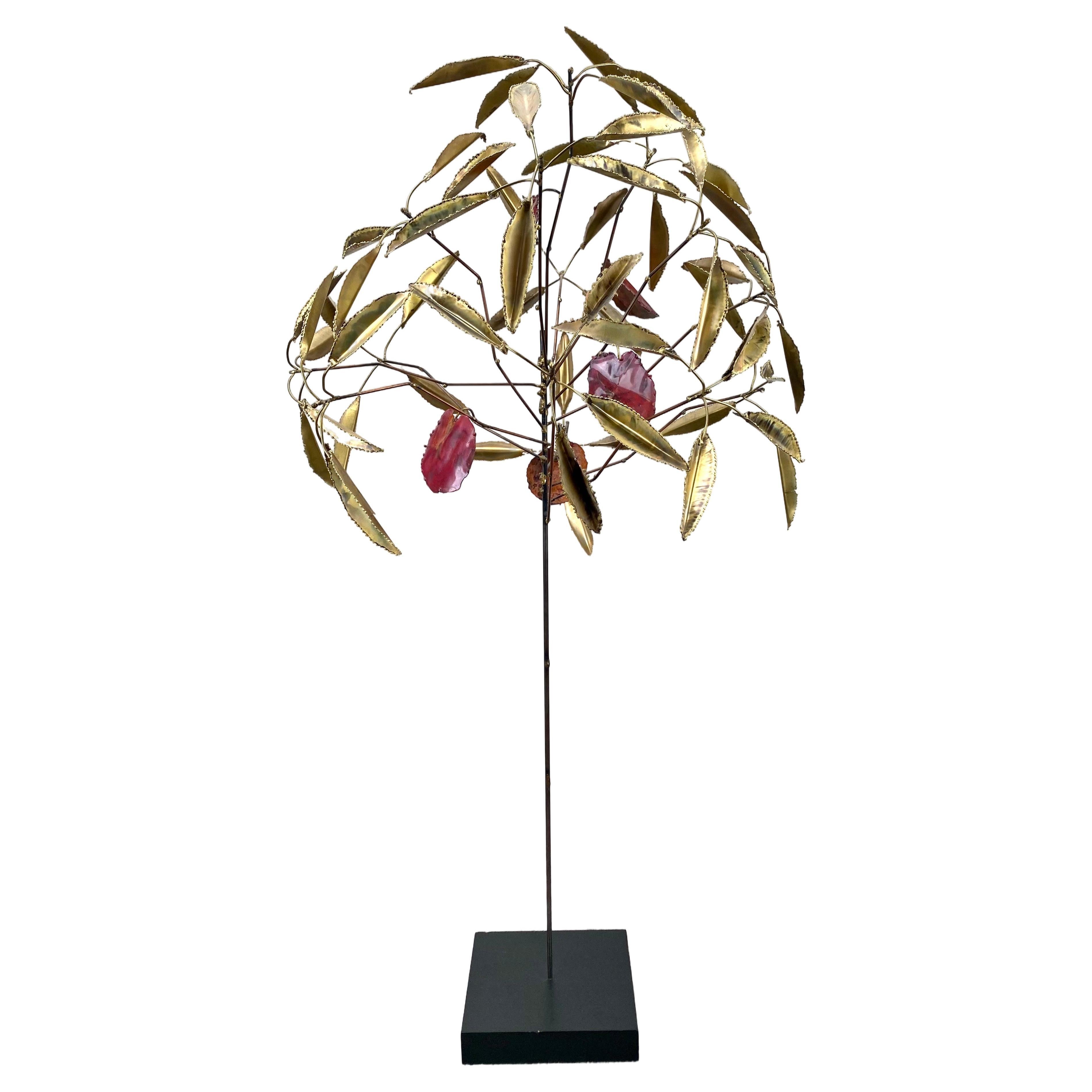 Curtis Jere Style Mid-Century Brutalist Copper & Brass Tree Sculpture  For Sale