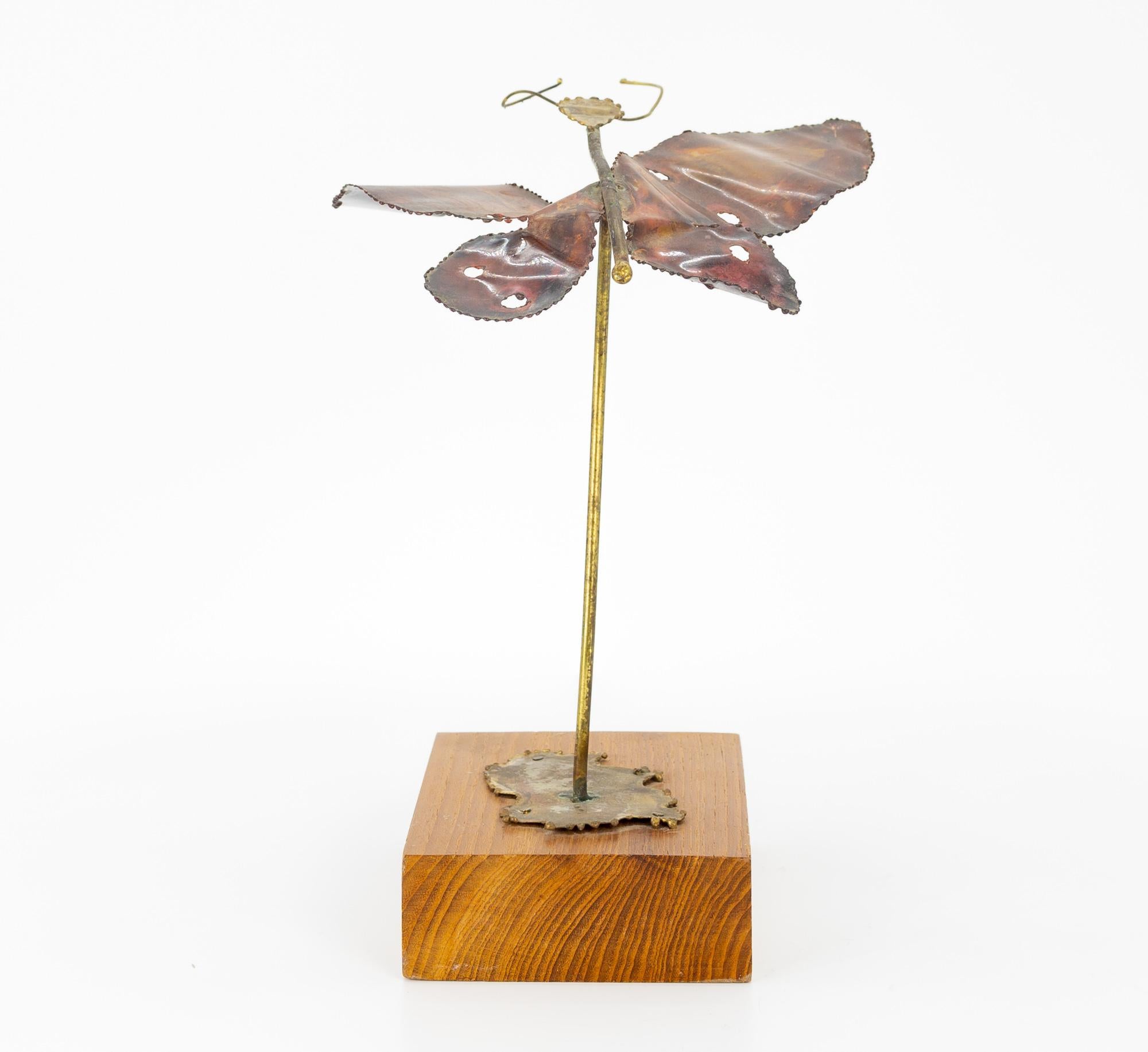 Mid-Century Modern Curtis Jere Style Mid Century Copper Butterfly Sculpture For Sale