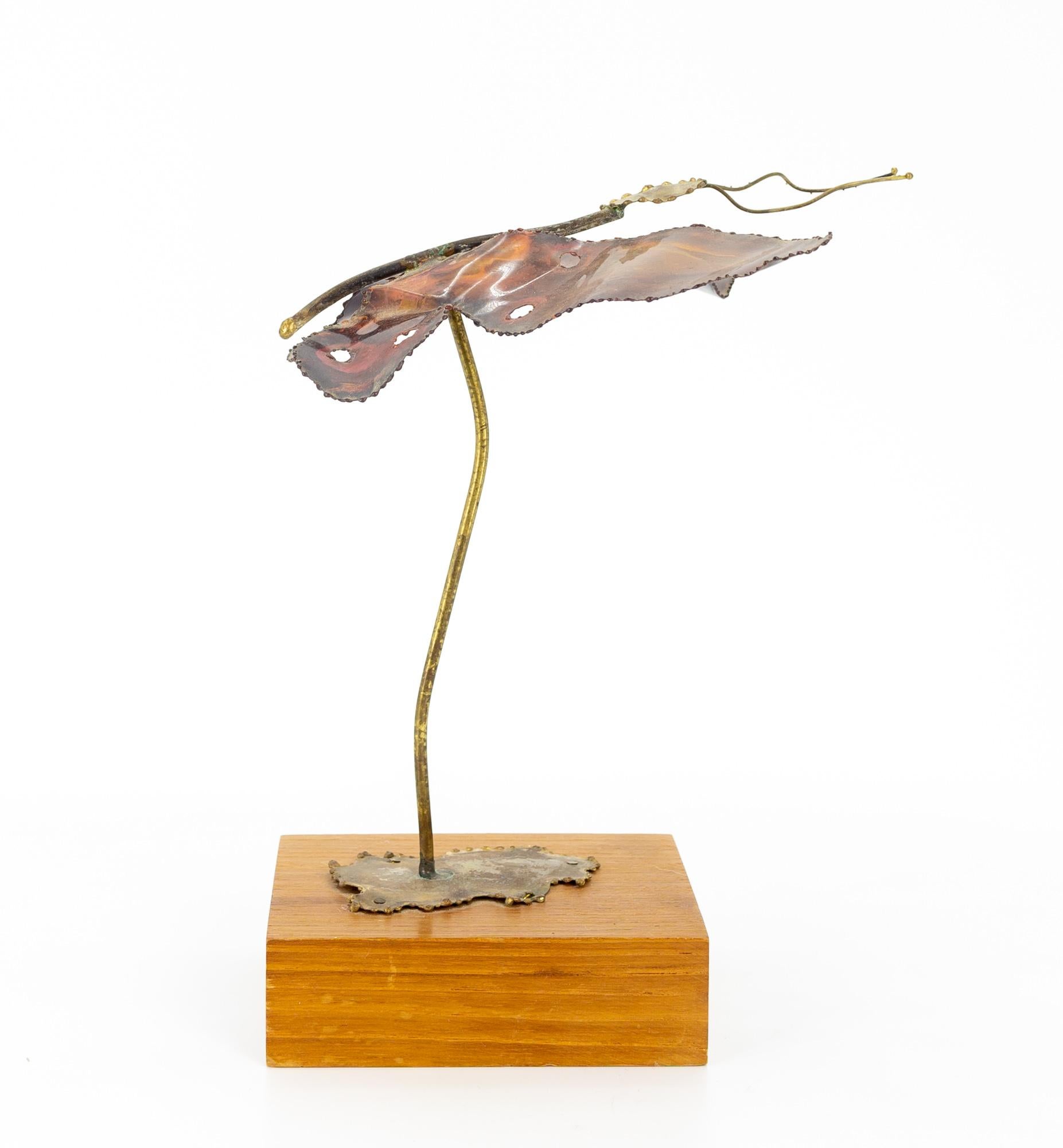 American Curtis Jere Style Mid Century Copper Butterfly Sculpture For Sale