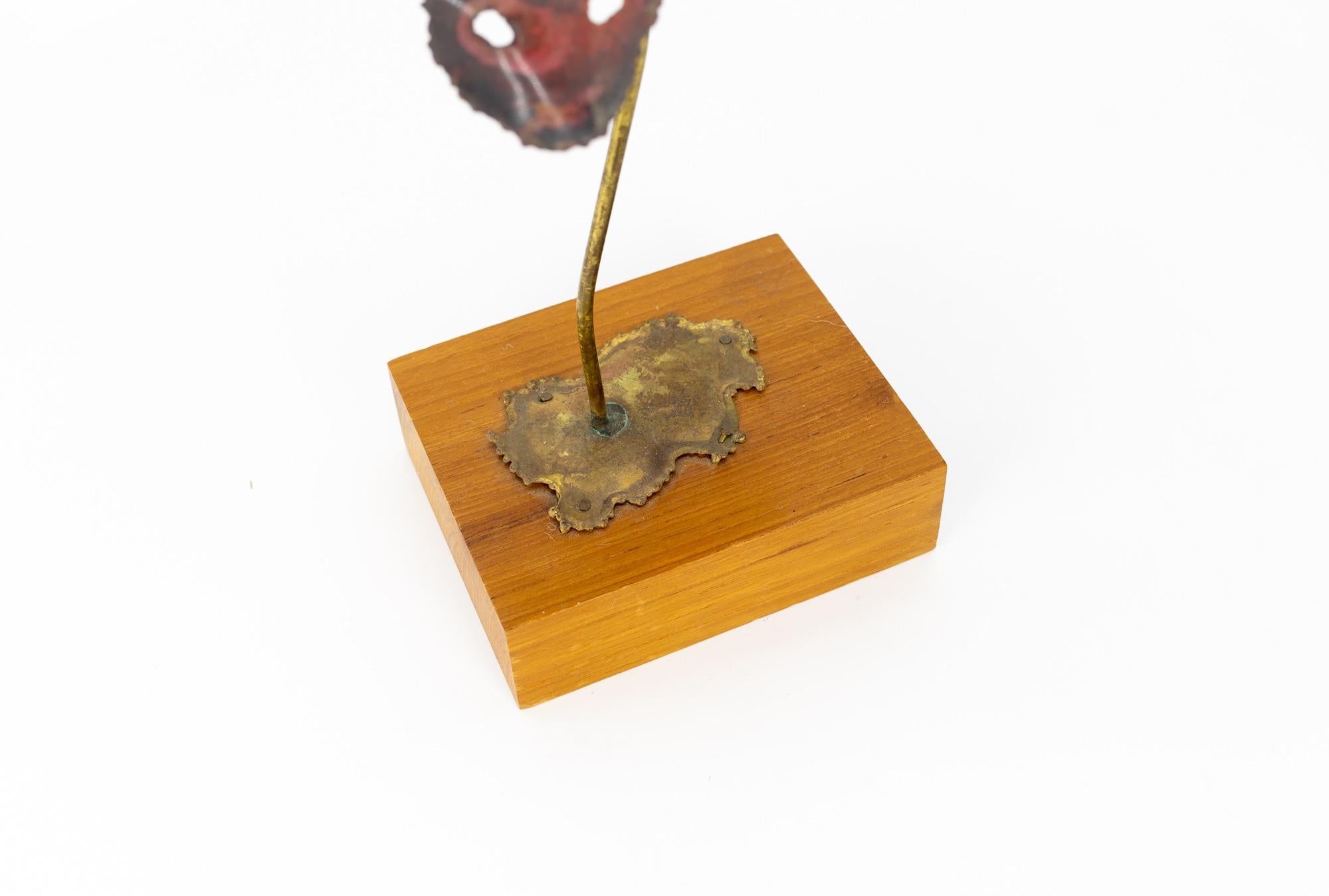 Late 20th Century Curtis Jere Style Mid Century Copper Butterfly Sculpture For Sale