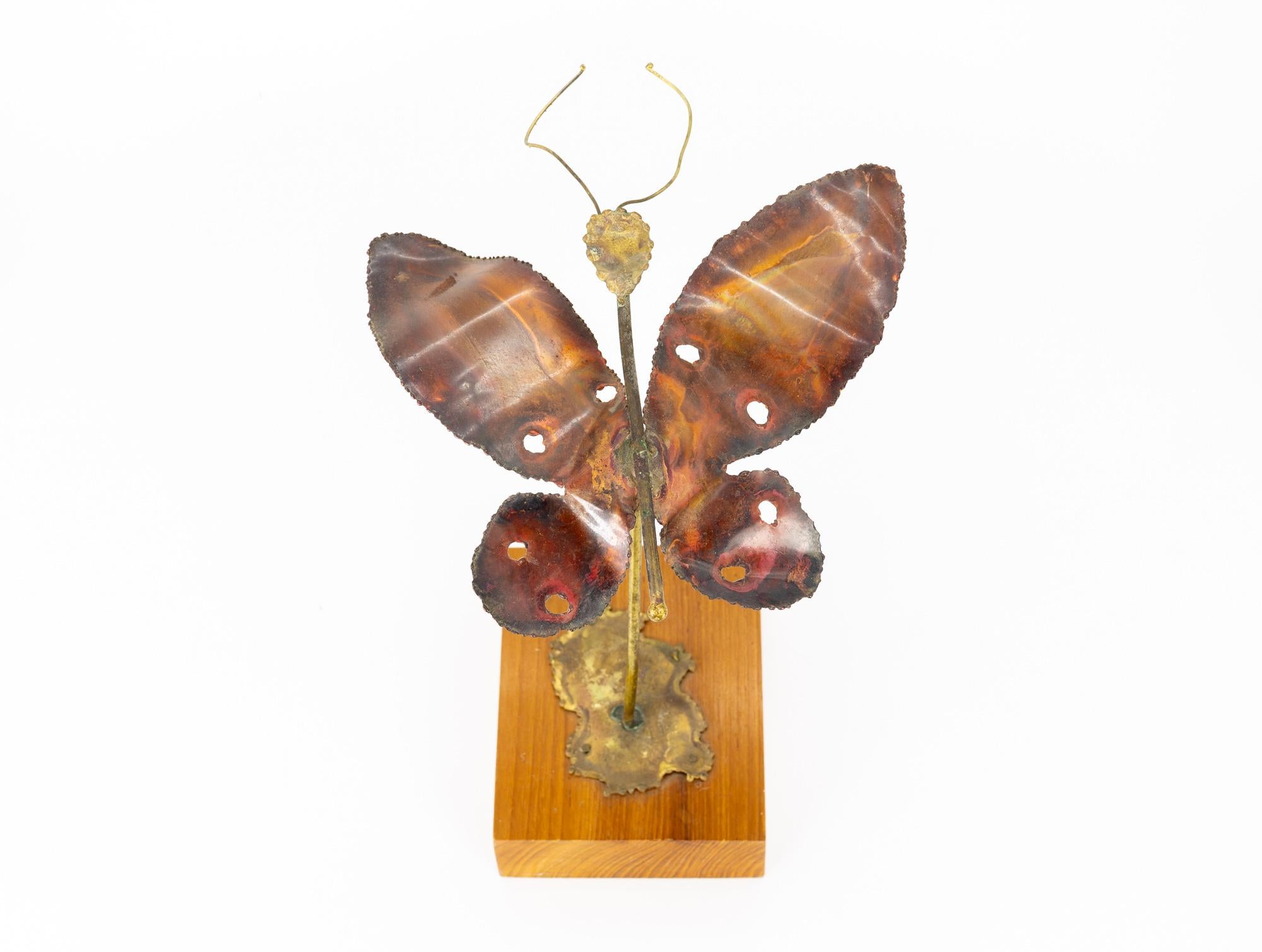 Curtis Jere Style Mid Century Copper Butterfly Sculpture For Sale 1