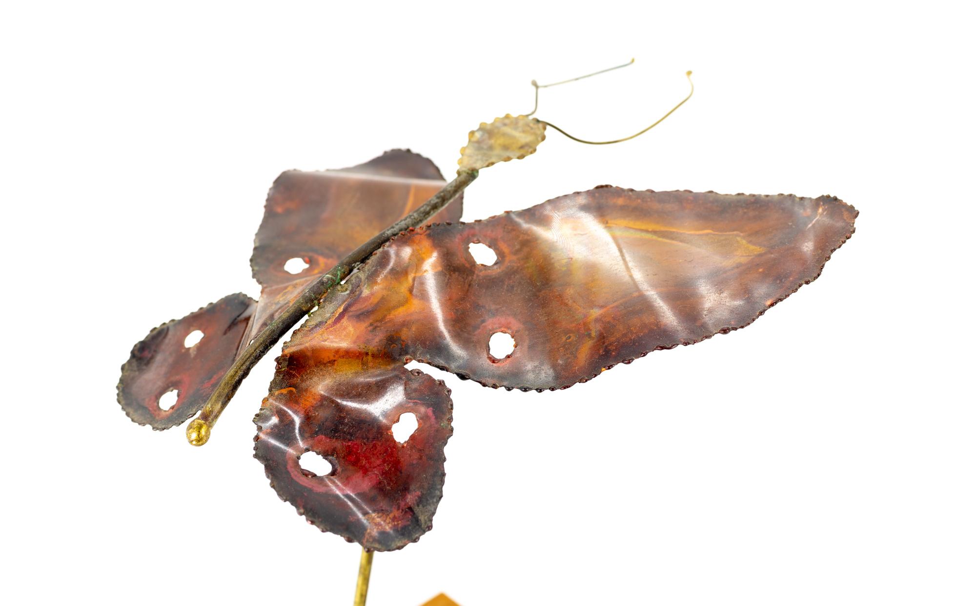 Curtis Jere Style Mid Century Copper Butterfly Sculpture For Sale 2