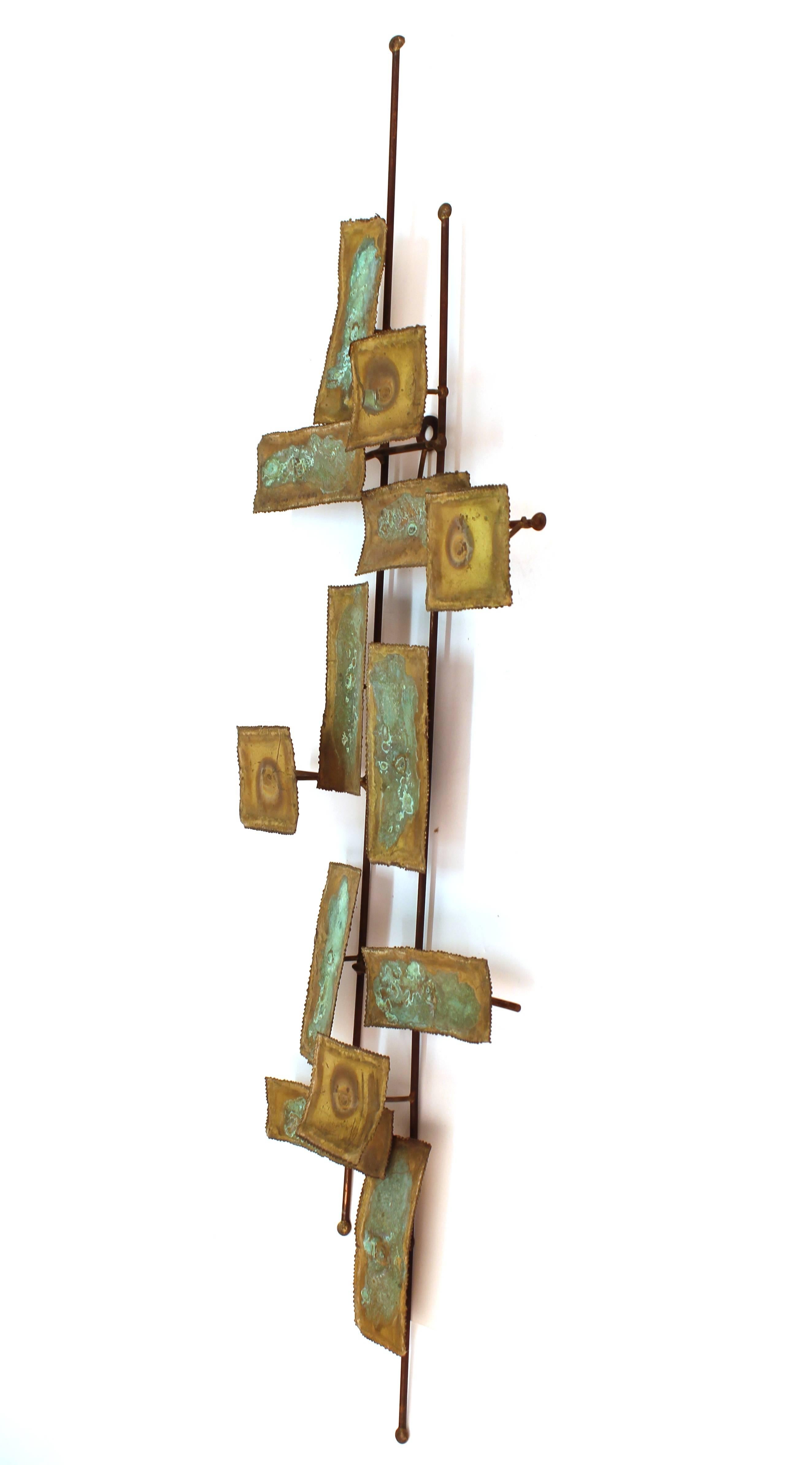 Curtis Jere Style Mid-Century Modern Metal Wall Sculpture In Good Condition In New York, NY