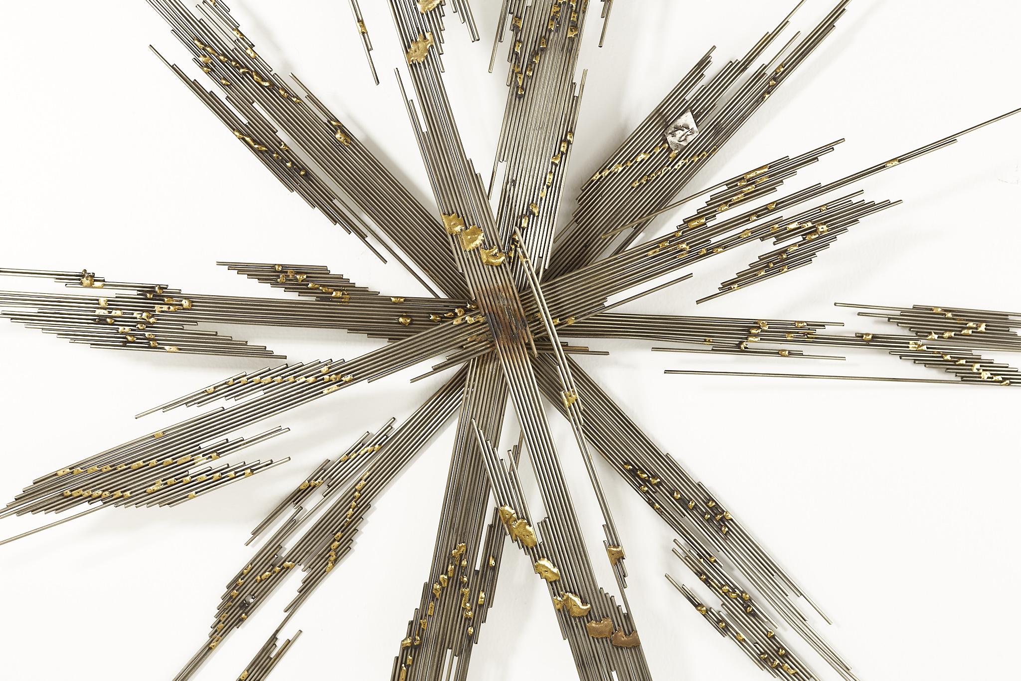 American Curtis Jere Style Mid Century Steel and Brass Starburst Wall Art