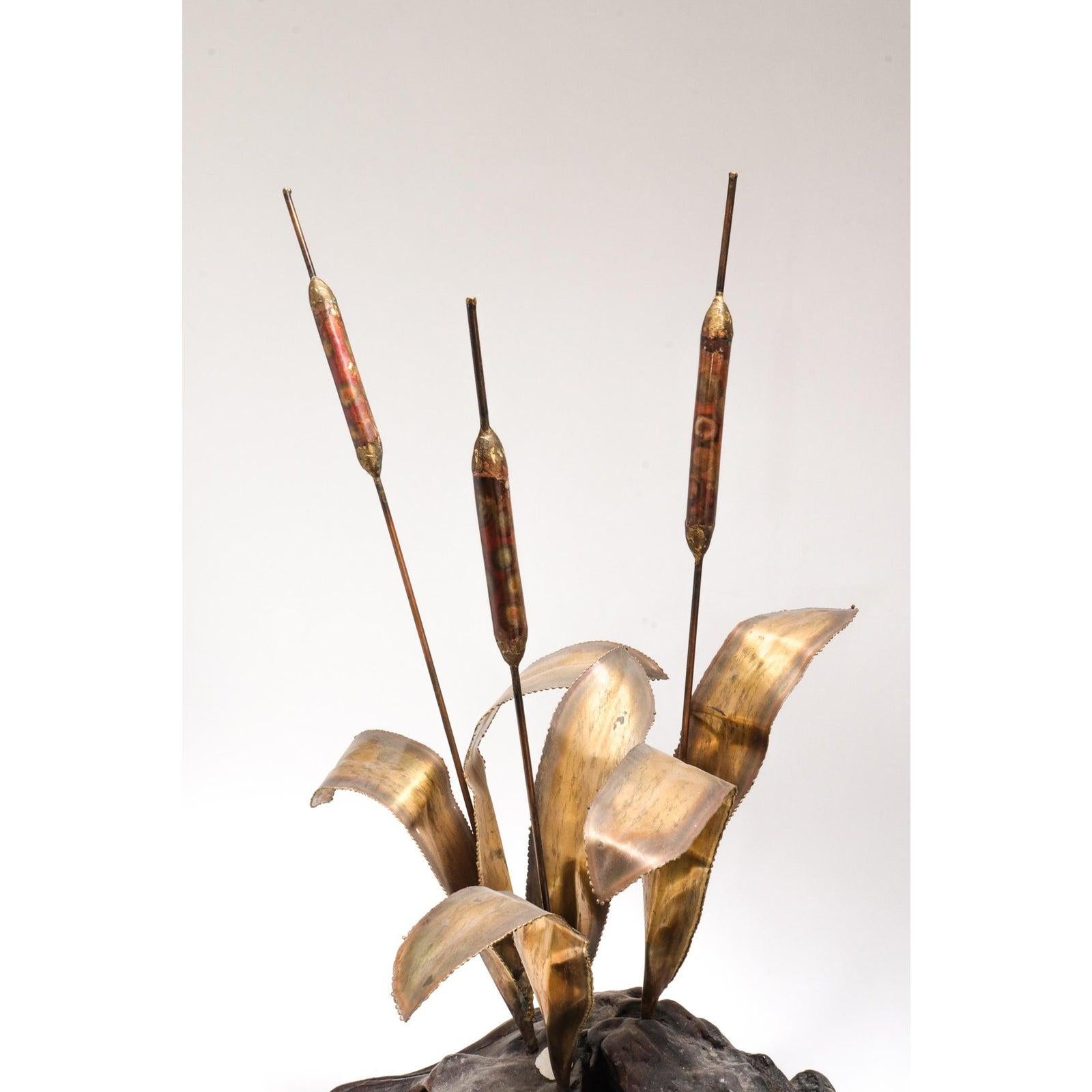 metal cattail sculpture