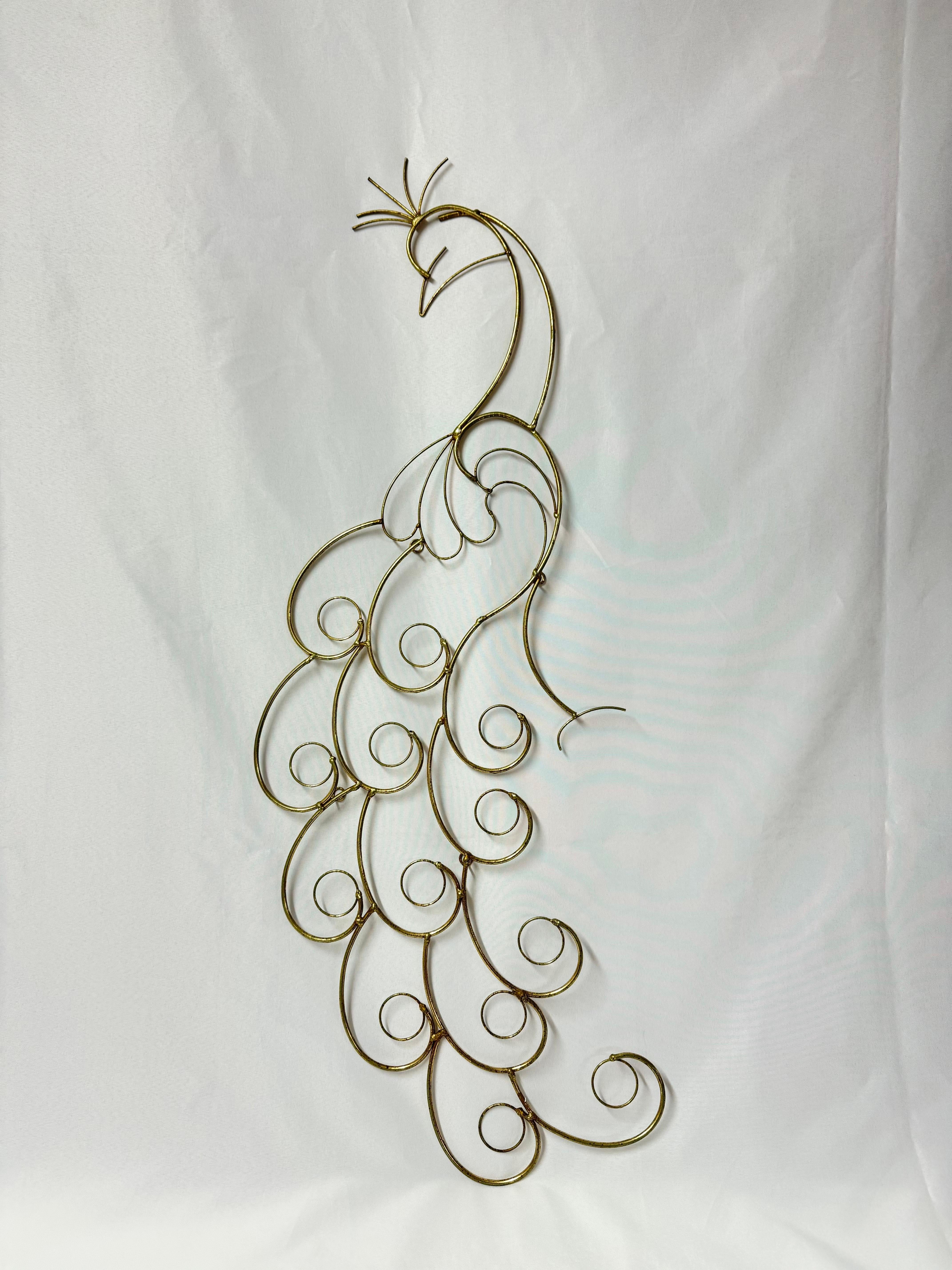 Curtis Jere Style Peacock Wall Sculpture. Rare one of a kind piece. Nice stylized waves to this artistic piece. No known signature.