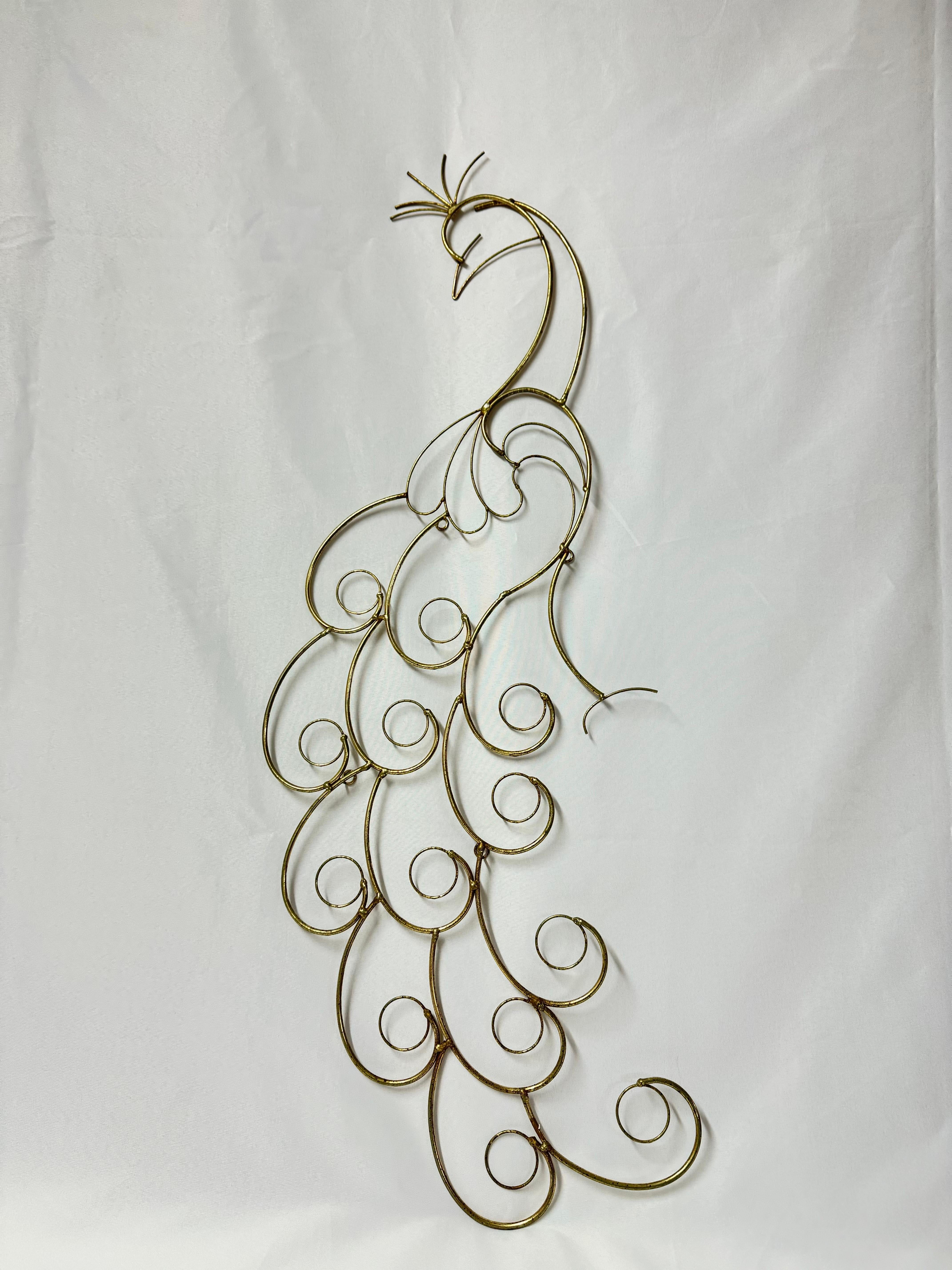 Hollywood Regency Curtis Jere Style Peacock Wall Sculpture For Sale
