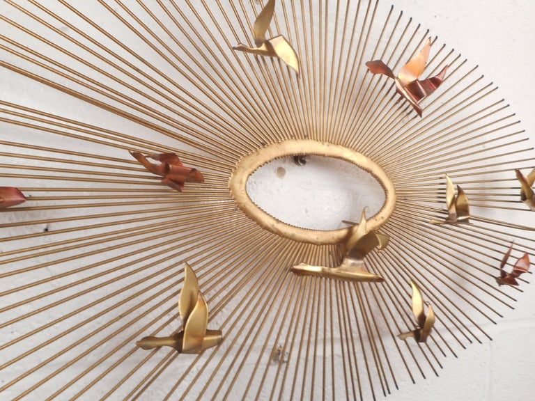 Curtis Jere Style Sunburst and Birds Sculptural Wall Art For Sale at