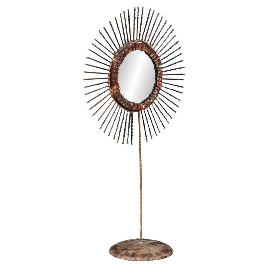 Curtis Jere Sunburst Brass Vanity Mirror for Artisan House