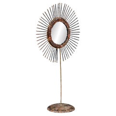 Curtis Jere Sunburst Brass Vanity Mirror for Artisan House