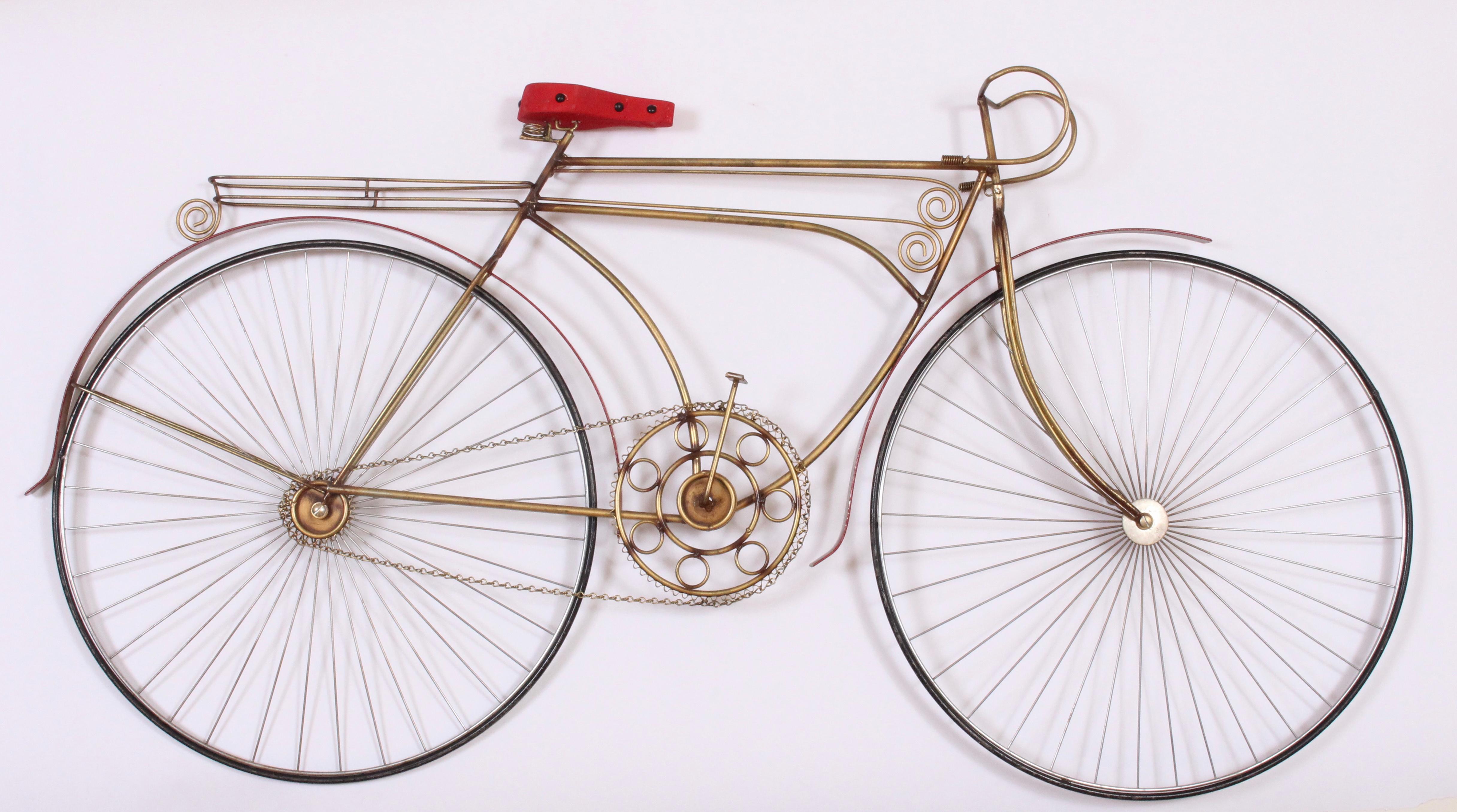 Curtis Jere Ten Speed Racing Bicycle Metal and Wood Mounted Wall Sculpture, 1986 In Good Condition In Bainbridge, NY