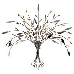 Retro Curtis Jere Tree Branch Chrome and Brass Sculptural Metal Wall Sculpture, 1990s