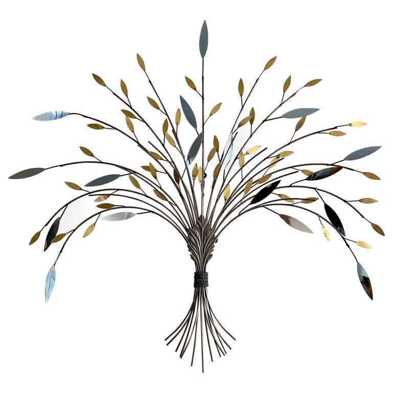 Curtis Jere Tree Branch Chrome and Brass Sculptural Metal Wall 