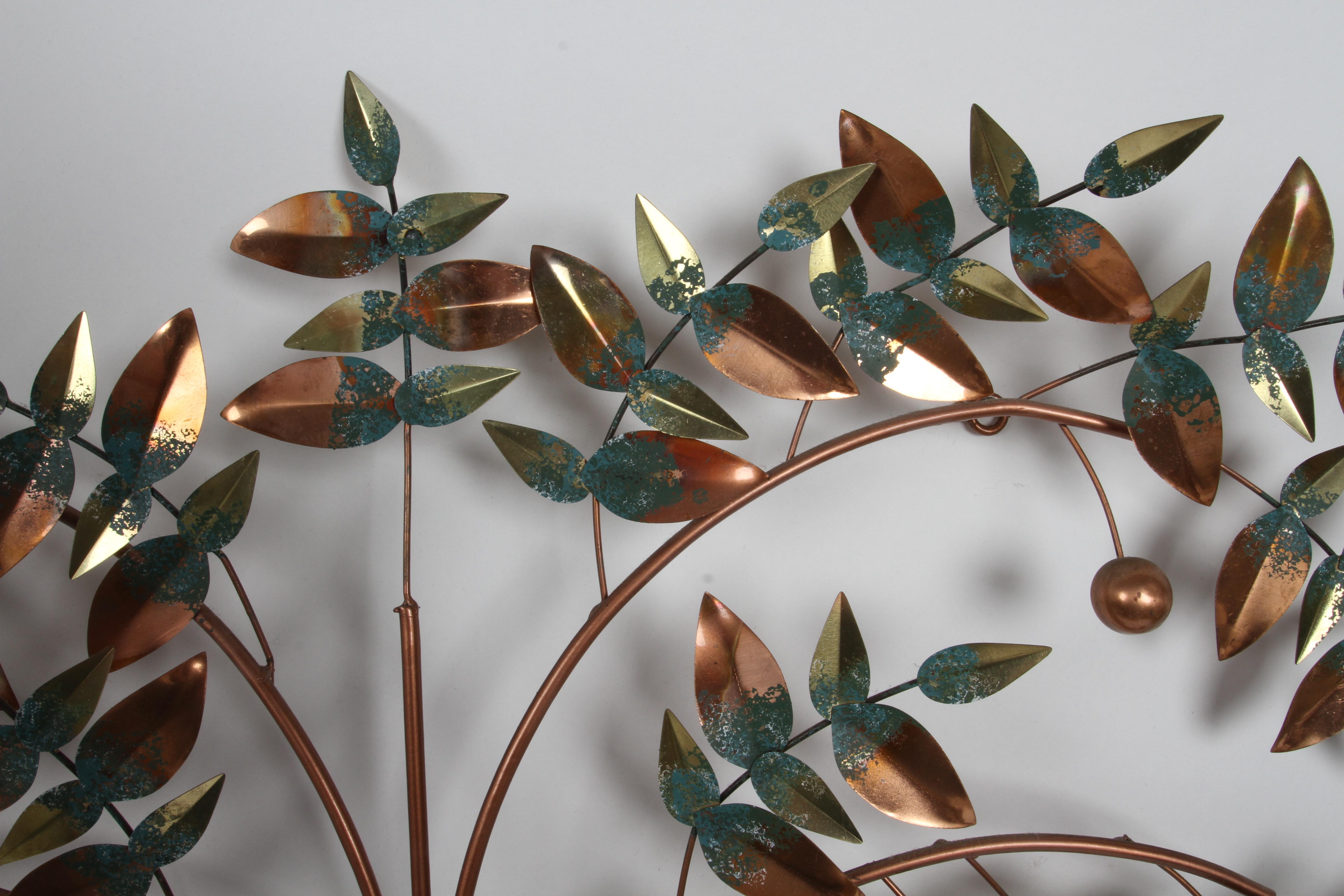 Curtis Jeré Tree of Life in Copper with Green Paint Wall Sculpture - circa 1977 In Good Condition In St. Louis, MO