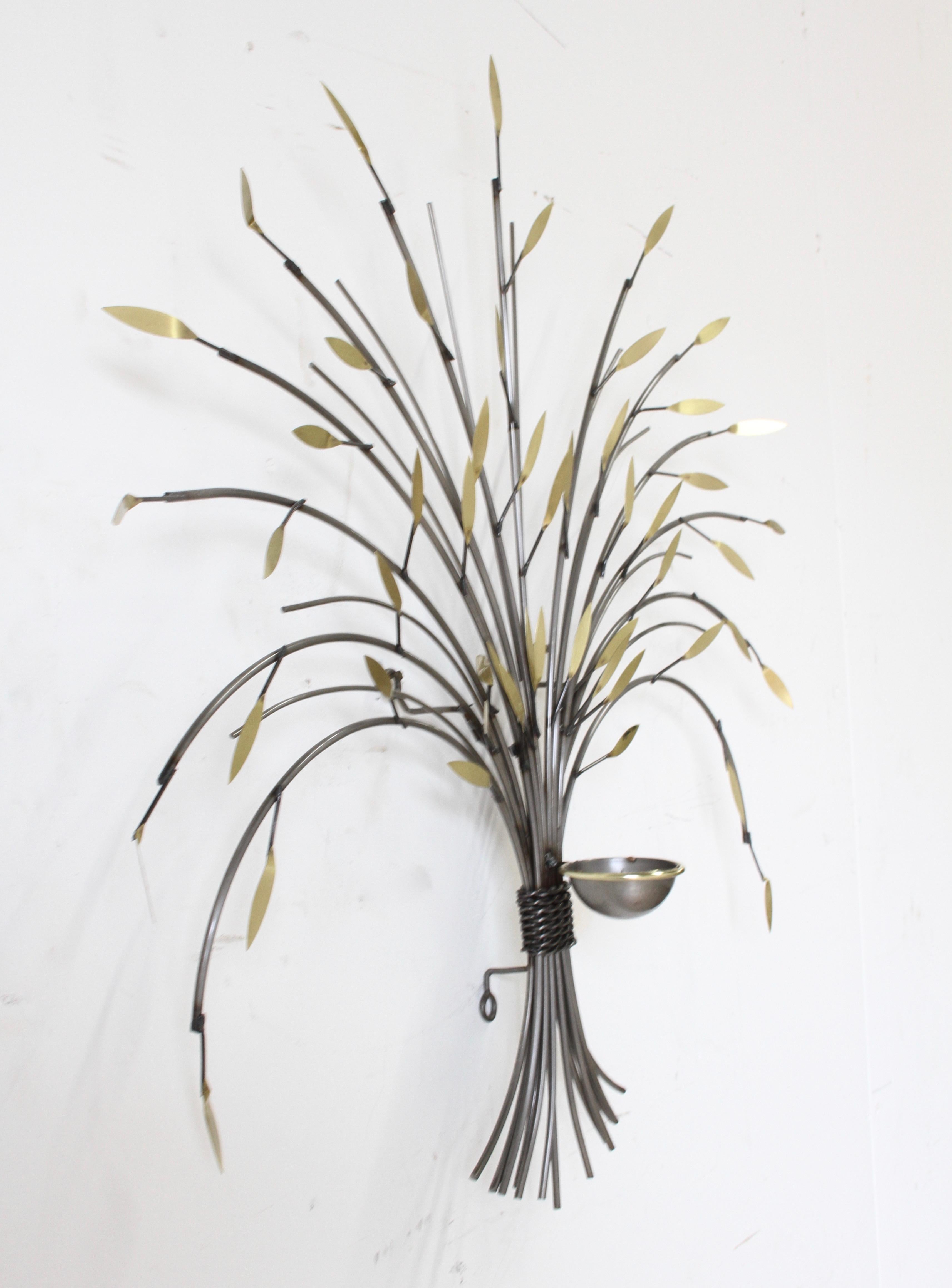 Late 20th Century Curtis Jeré, Tree Sculpture Candleholder or Sconce Made of Brass and Steel For Sale