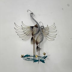 Curtis Jere vintage peacock wall art signed , 1970s