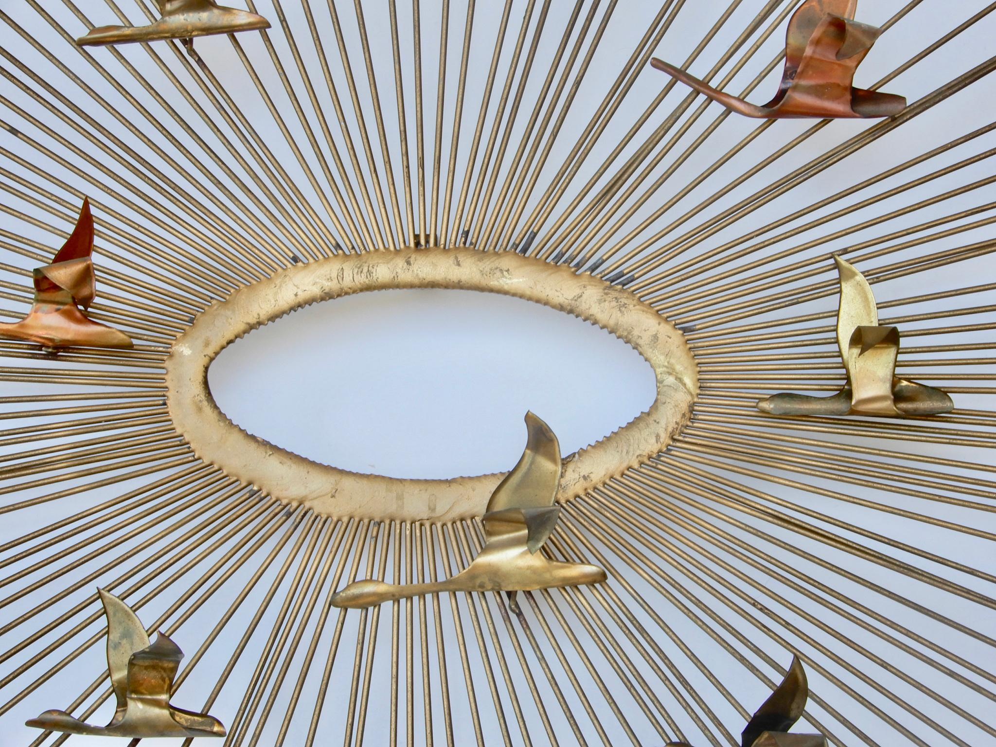 Curtis Jere Wall Hanging Sunburst Sculpture of Birds, 1960s In Good Condition In London, GB