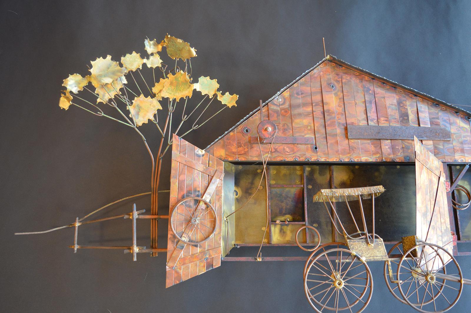 Farm house wall sculpture by Curtis Jere.