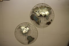 Curtis Jere World Map Wall Sculpture