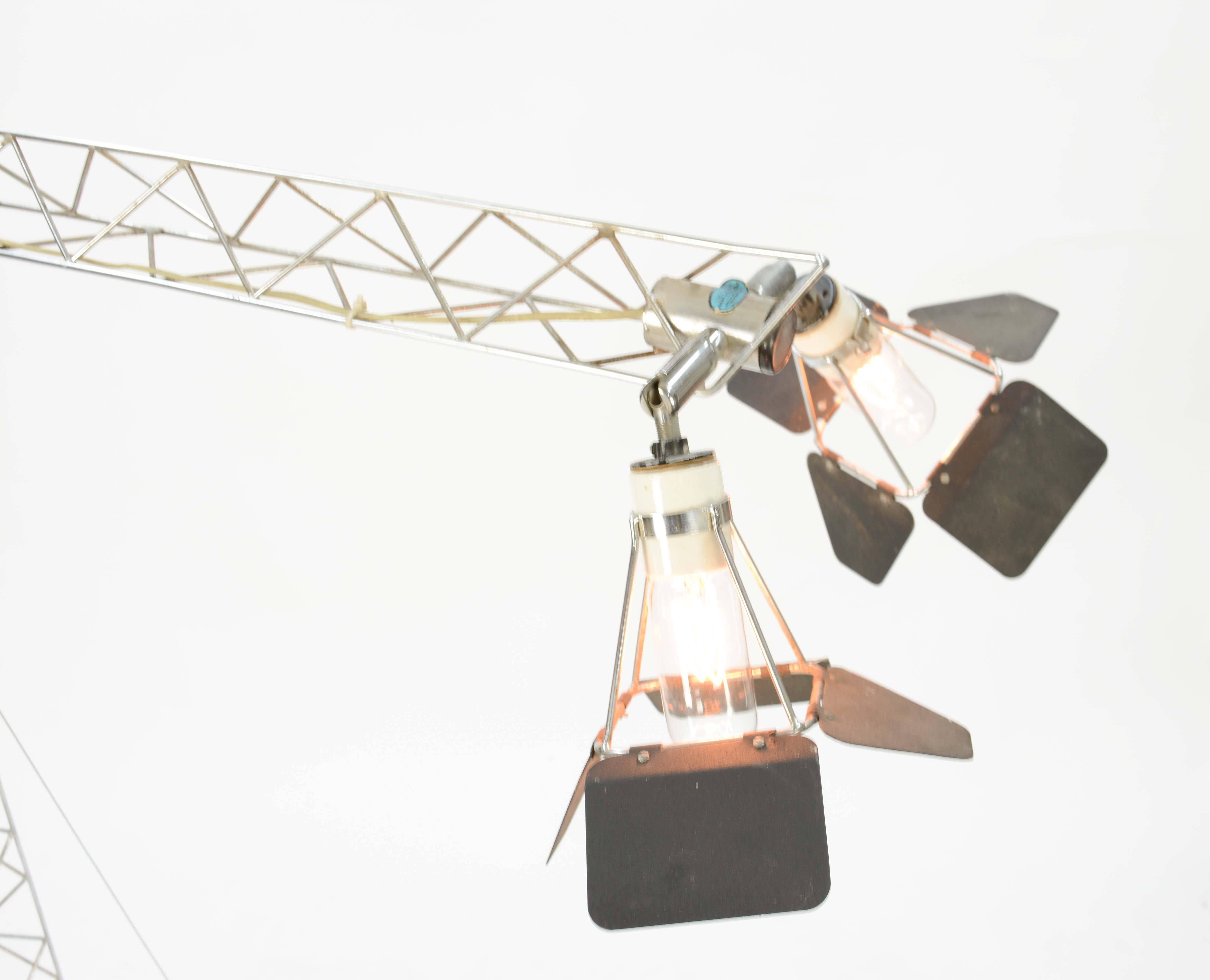 Steel Curtis Jere's Iconic Handcarfted Crane Lamp from 1977
