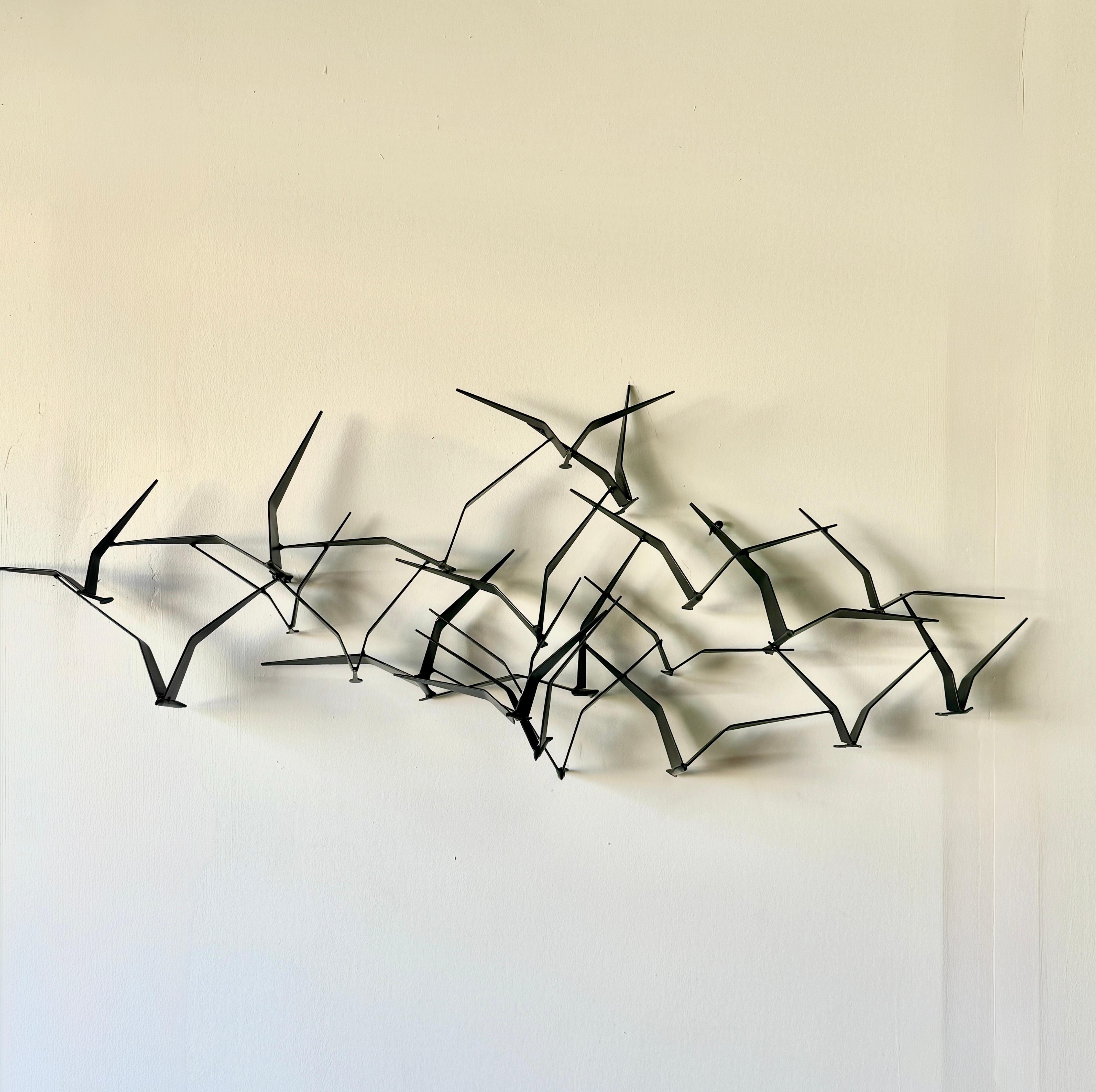 Metallo La scultura murale Birds in Flight di Curtis Jere