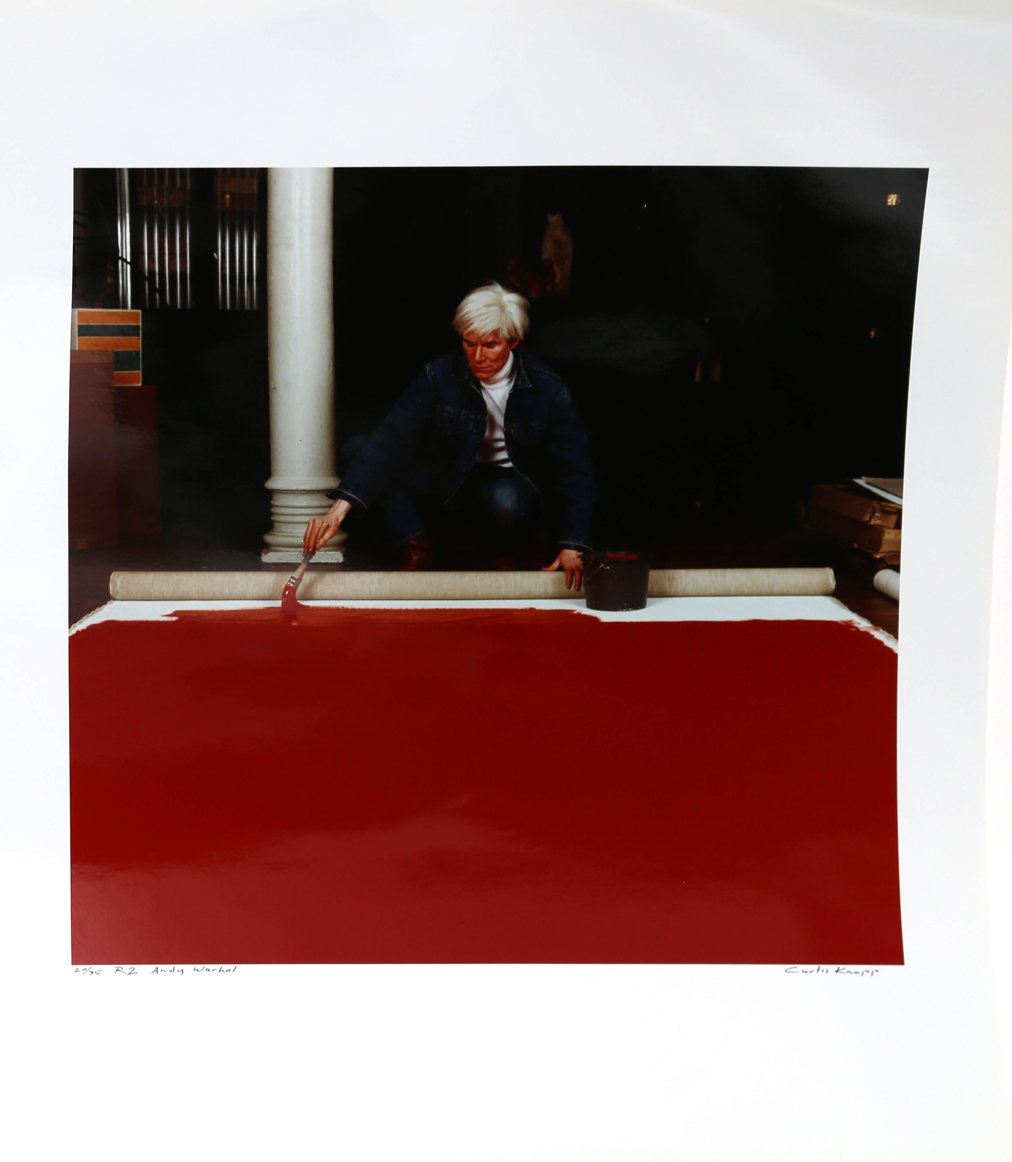 Artist: Curtis Knapp, American
Title: Andy Warhol Red Series II
Year: 1983 (printed 2004)
Medium: Color Photograph, signed and numbered
Edition: 35
Image Size: 16.5 x 16.5 inches
Size: 24 in. x 20 in. (60.96 cm x 50.8 cm)