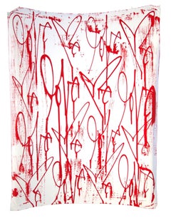 Curtis Kulig Love Me painting (red and white paintings) 