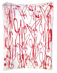 Love Me, huile sur toile de lin (peintures rouges et blanches) 