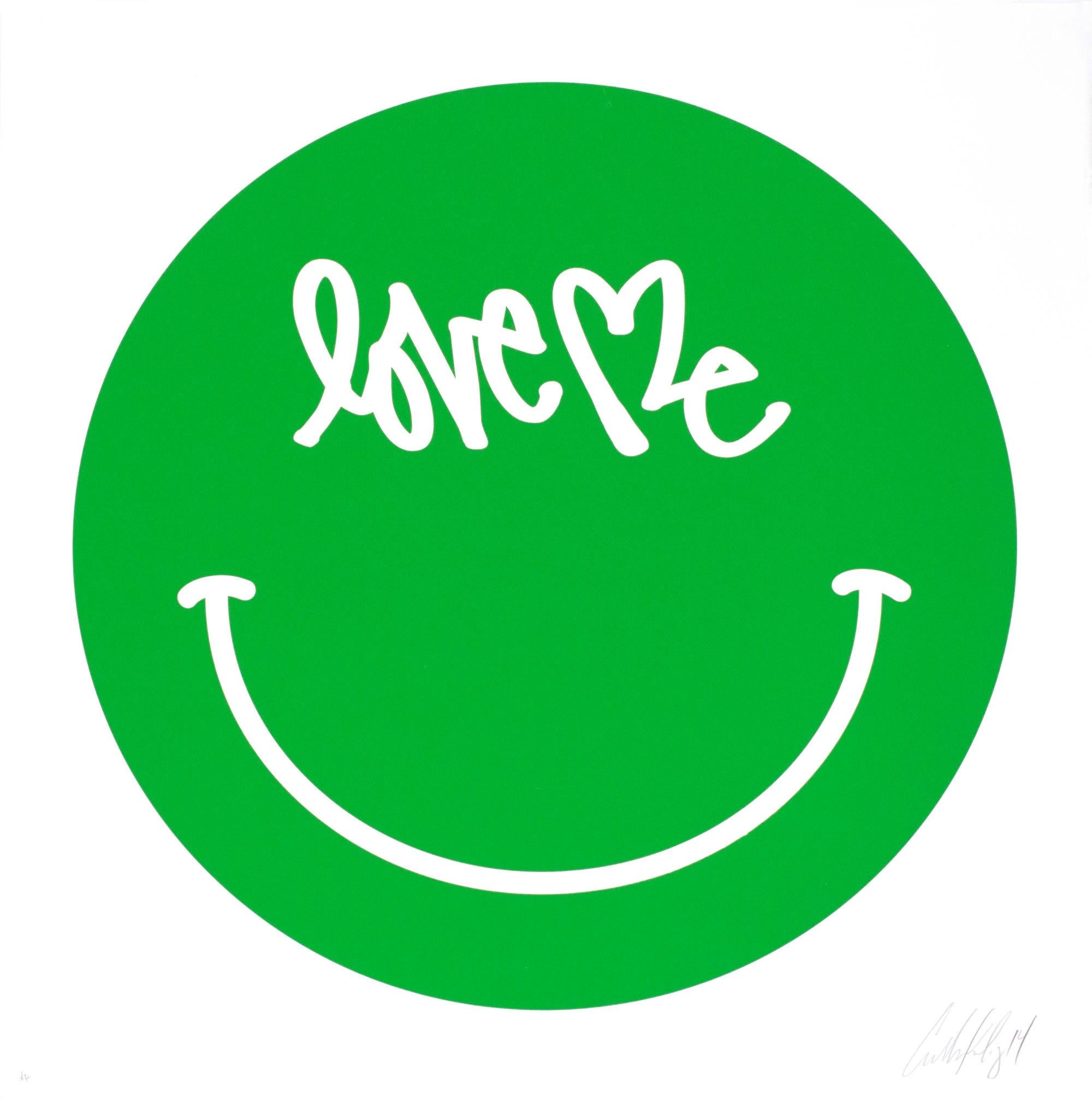 Love Me" de l'artiste new-yorkais Curtis Kulig. 
En utilisant le symbole le plus universel, le Smiley, Curtis Kulig remplace les yeux par sa signature mondialement connue, Love Me. D'un format de 28 pouces carrés, cette impression signée à la main,