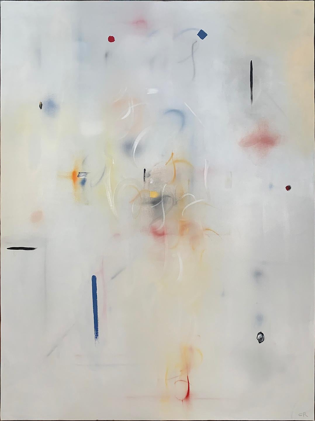 Taking cues from the anti-figurative aesthetic of American Abstract Expressionists, Ripley’s process is one of spontaneity and gesture. Color is applied in broad strokes atop a black gesso surface. The paintings show the marks of their creation -