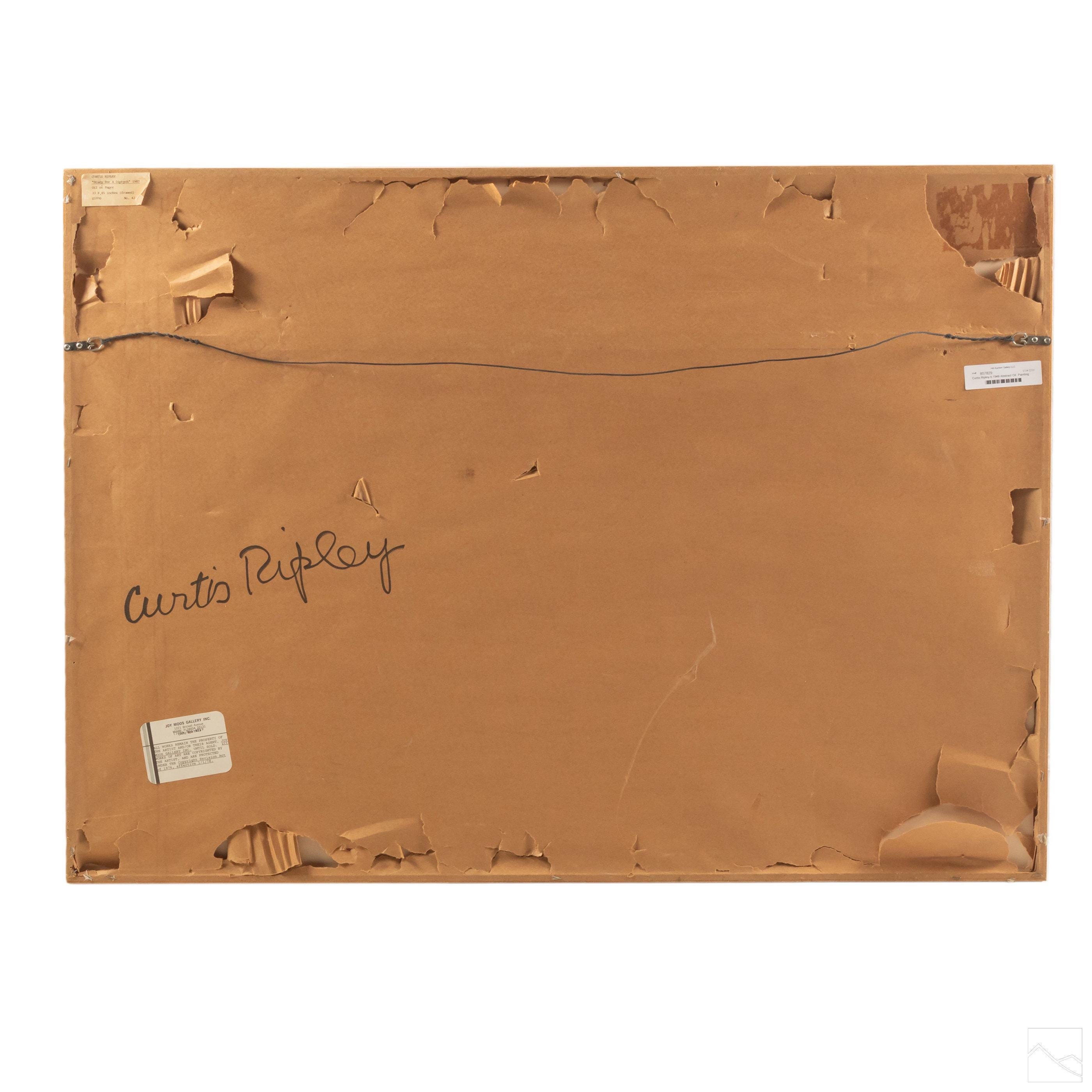 
Curtis Ripley (estadounidense, nacido en 1949). Pintura al óleo abstracta figurativa expresionista sobre papel. 
Titulado 
