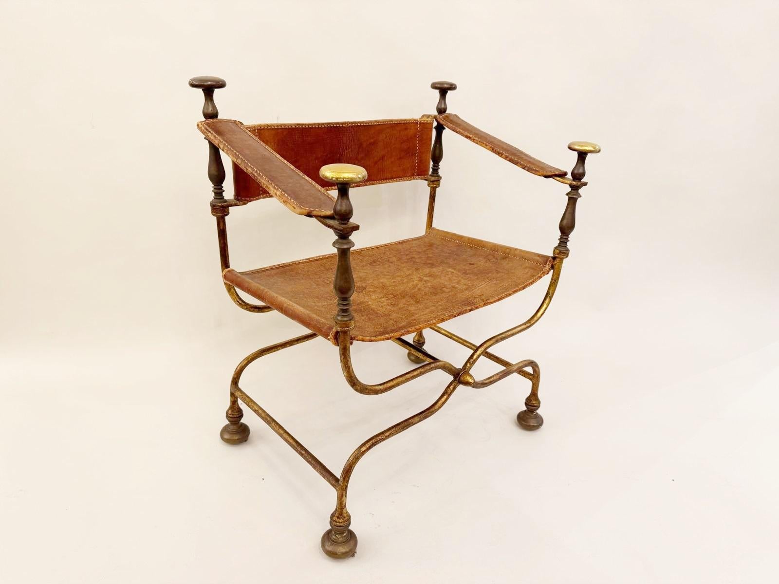 Metallo Poltrona Curule, CIRCA 1940 in vendita