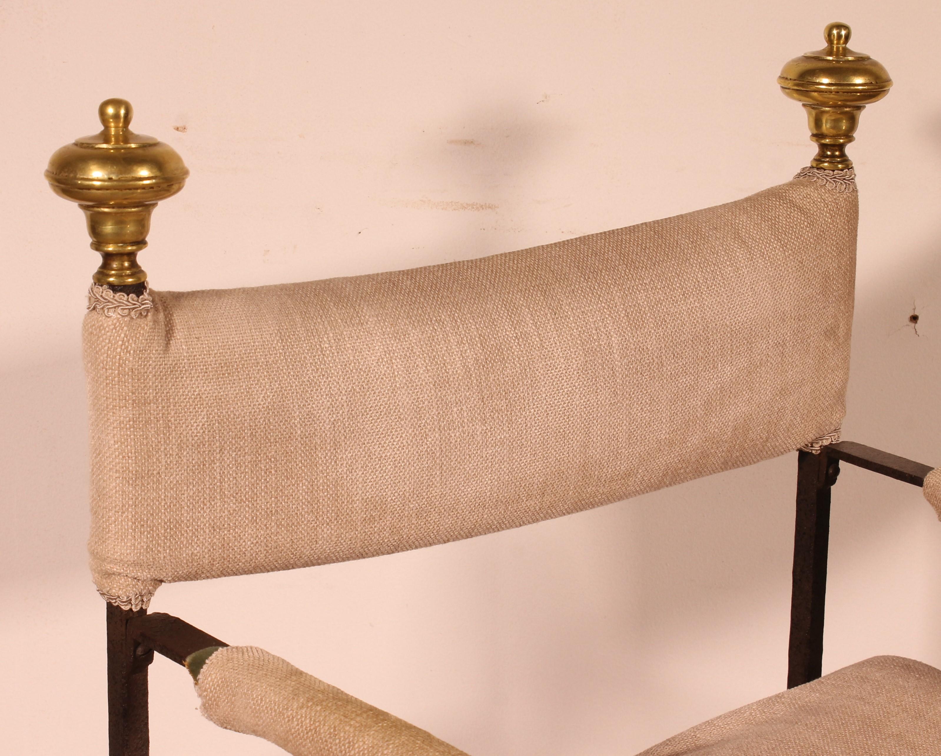 Curule Armchair In Wrought Iron And Bronze In Good Condition In Brussels, Brussels