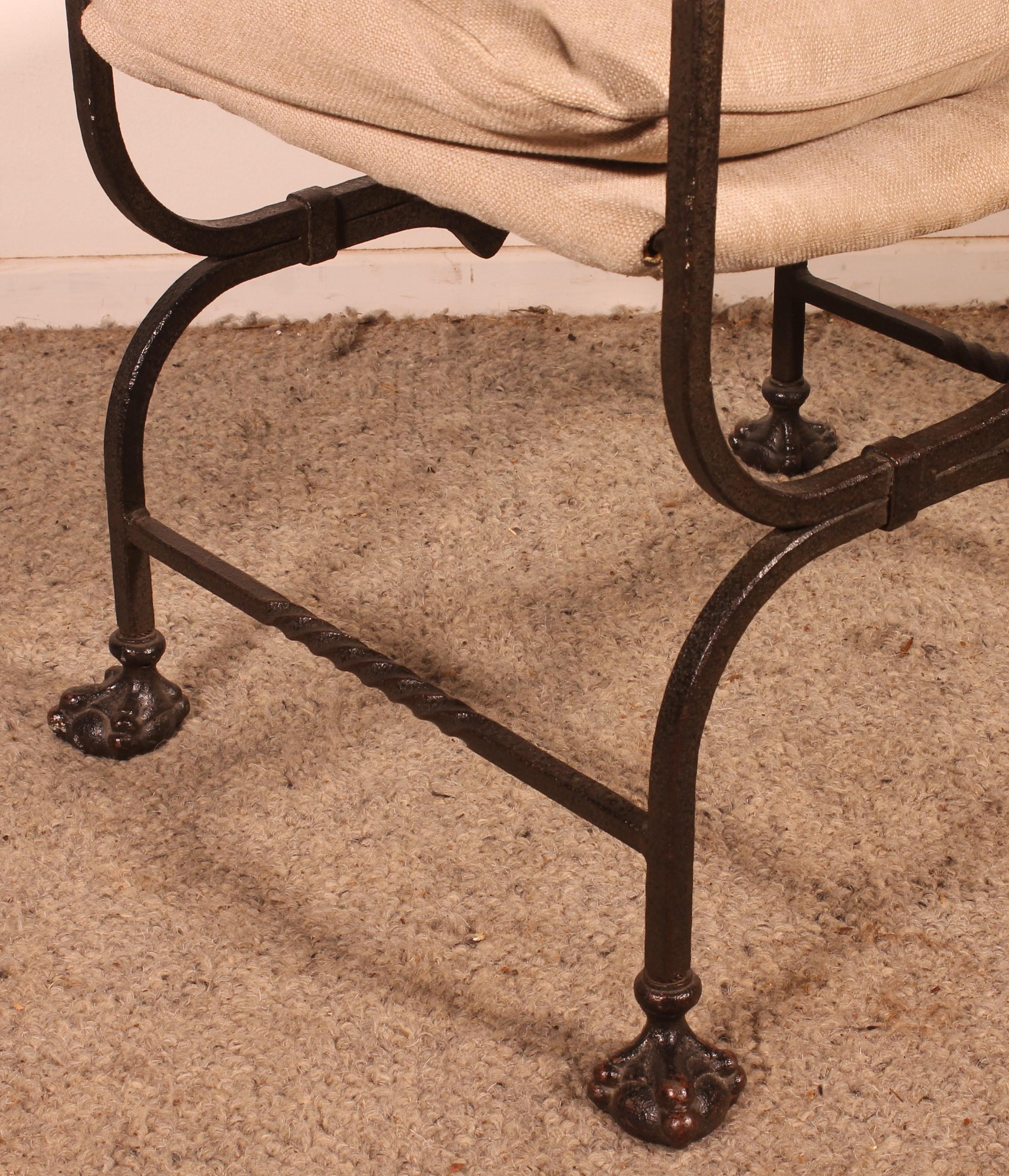Curule Armchair In Wrought Iron And Bronze 1