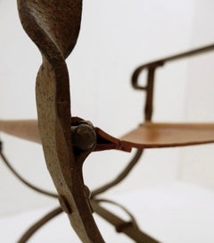 Fauteuil Curule en fer forgé et cuir