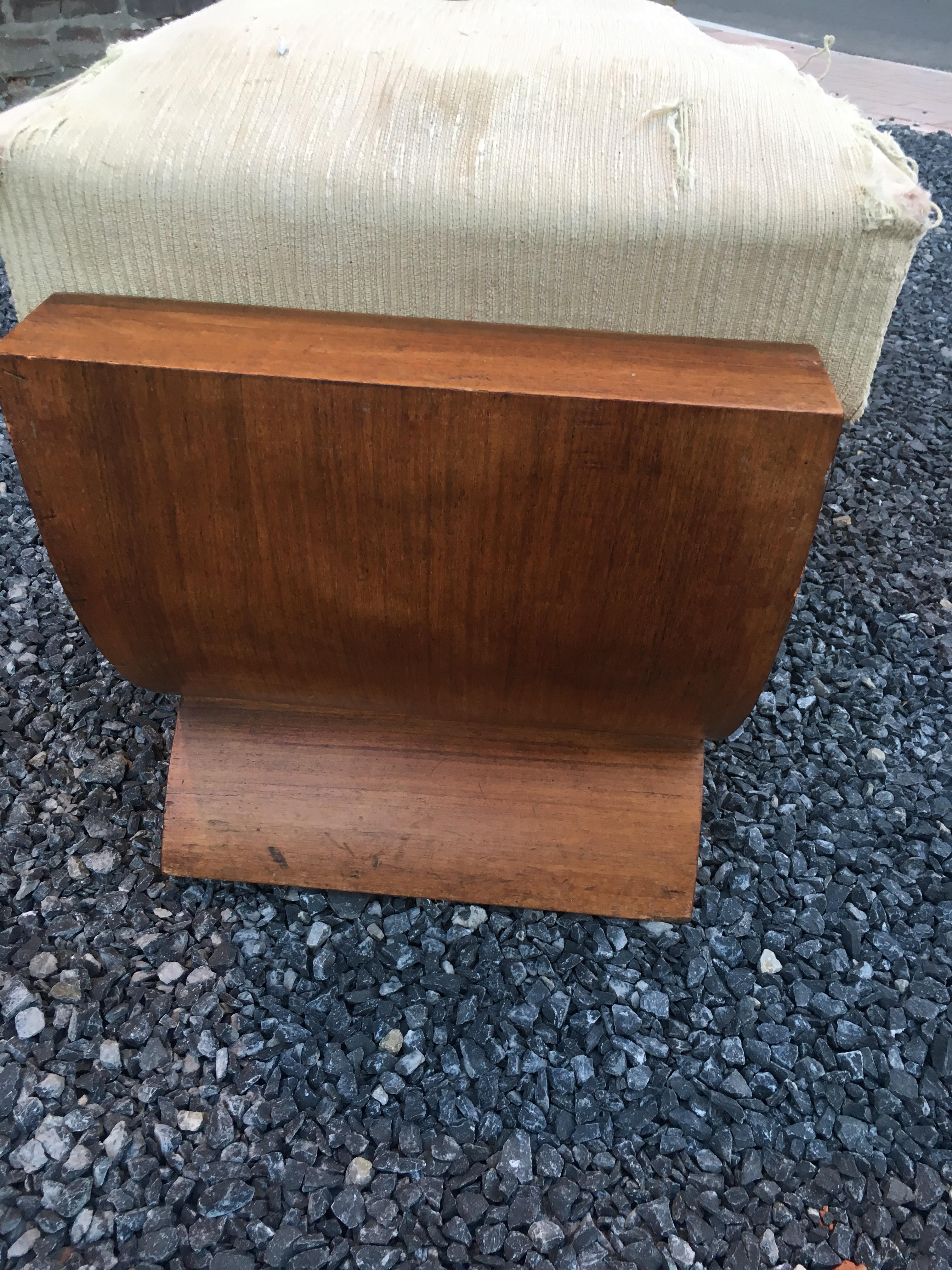 Curule Art Deco Stool in Walnut Attributed to D.I.M 2