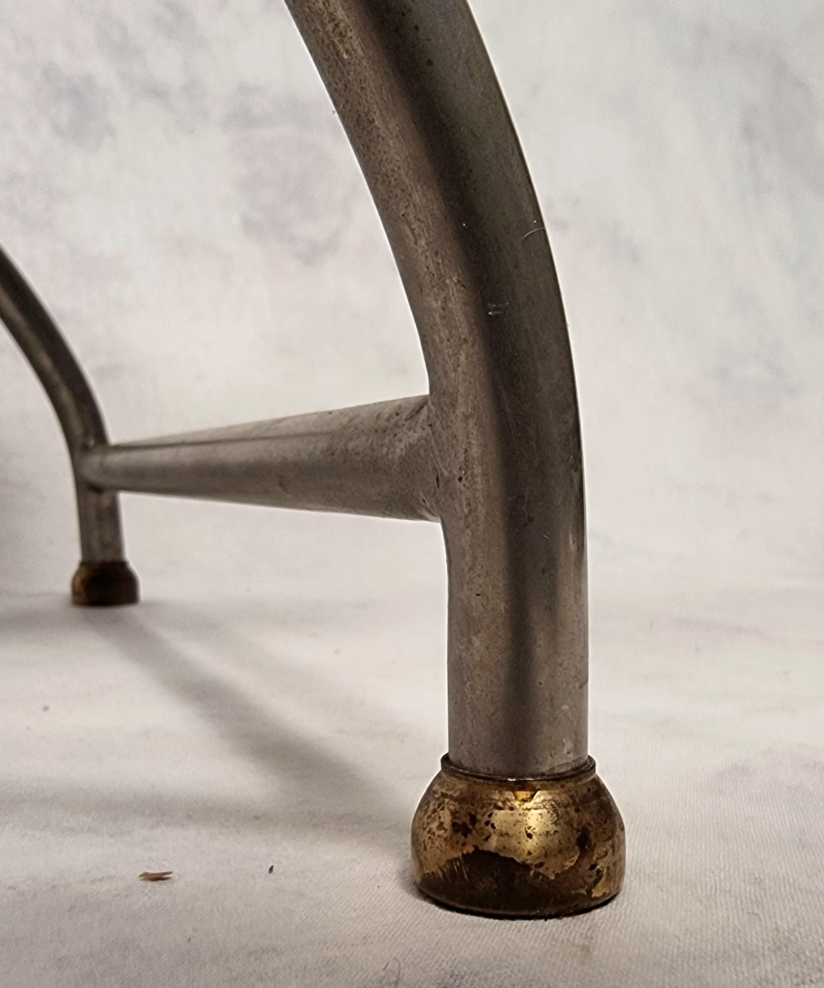 Curule Stool From Maison Jansen - Metal, Bronze & Leather - Ca 1950 4