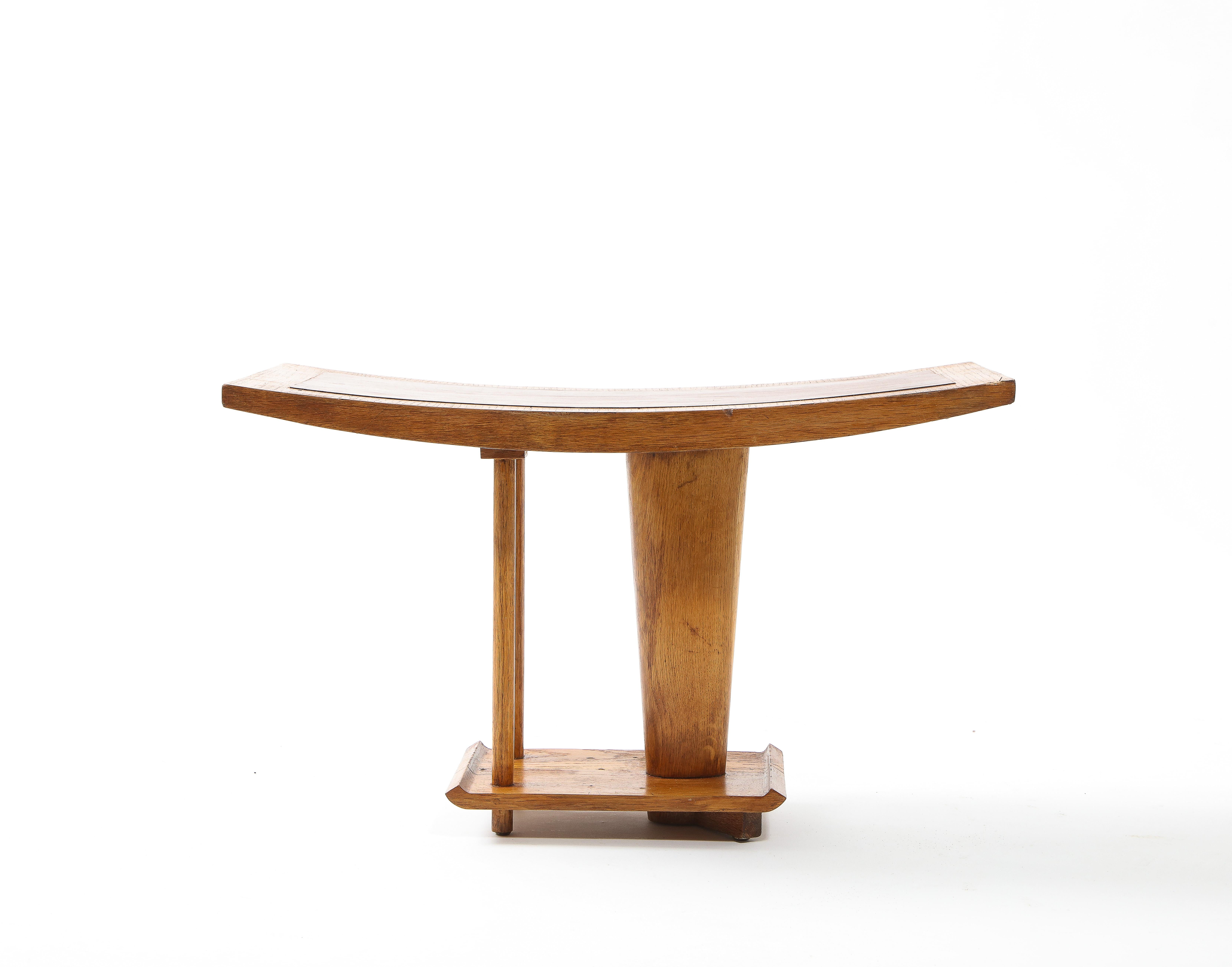 Curule Stool in Leather & Oak, France 1940's For Sale 6