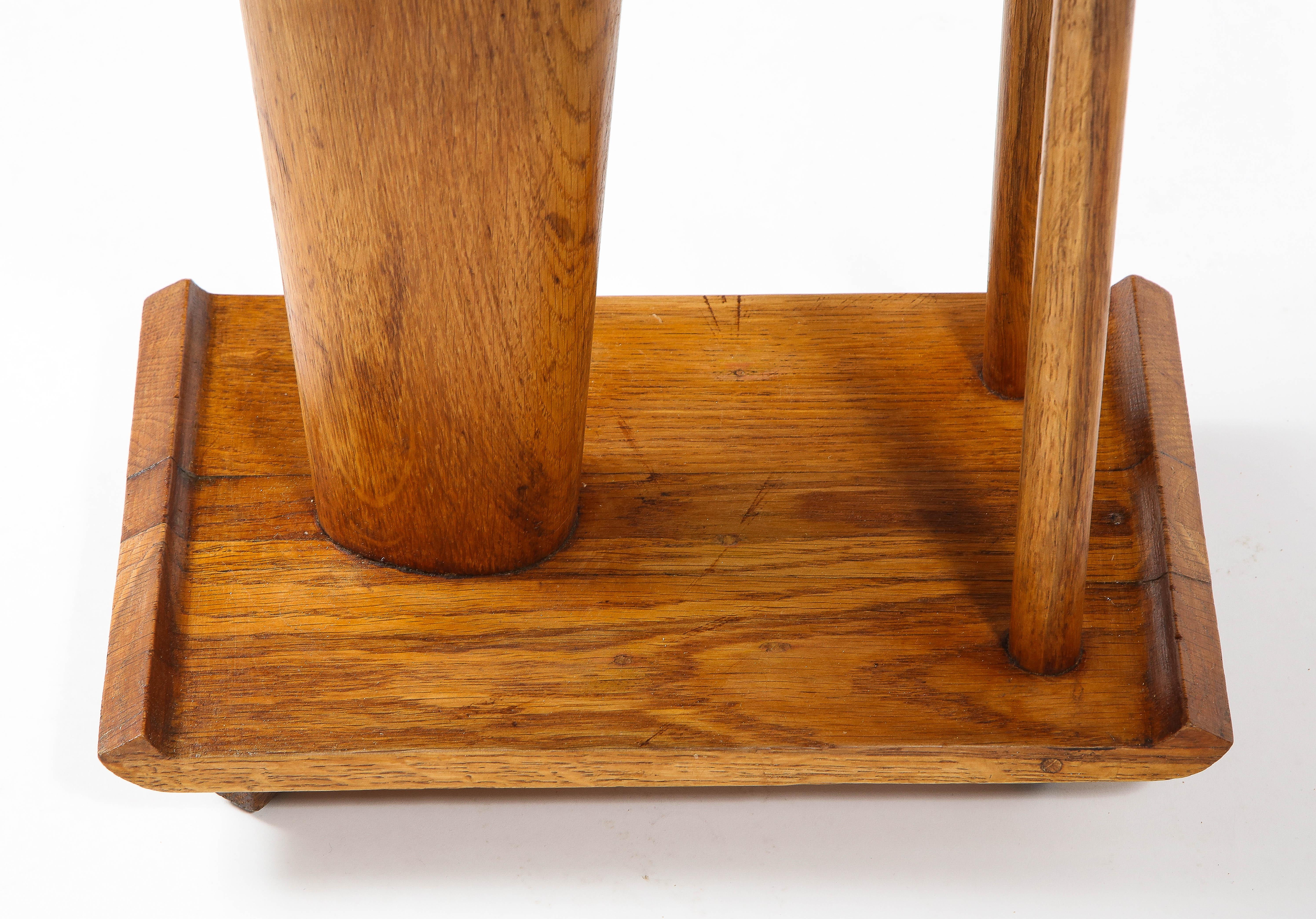 Curule Stool in Leather & Oak, France 1940's For Sale 3