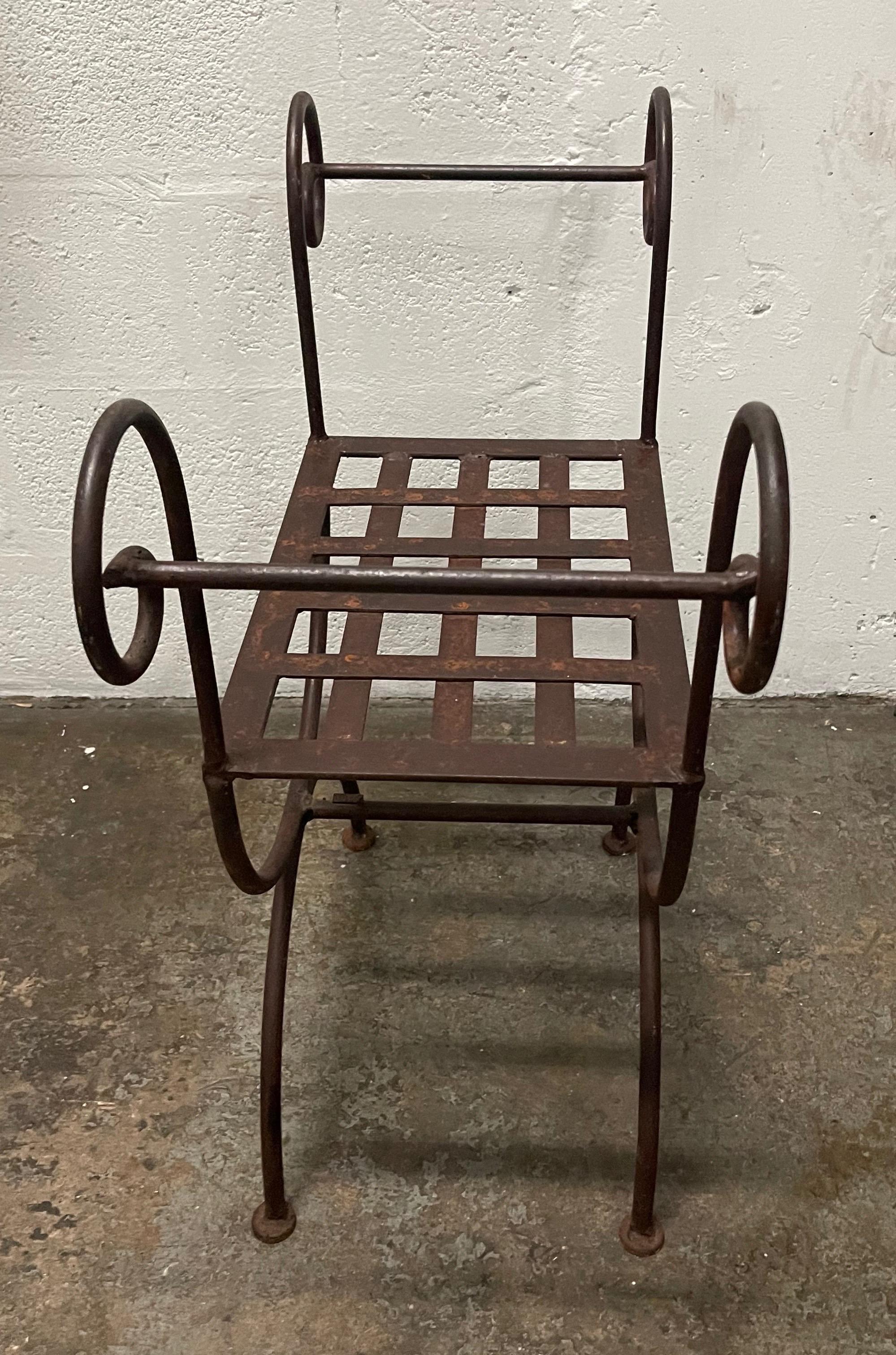 Curule Style Iron Bench In Good Condition For Sale In West Palm Beach, FL