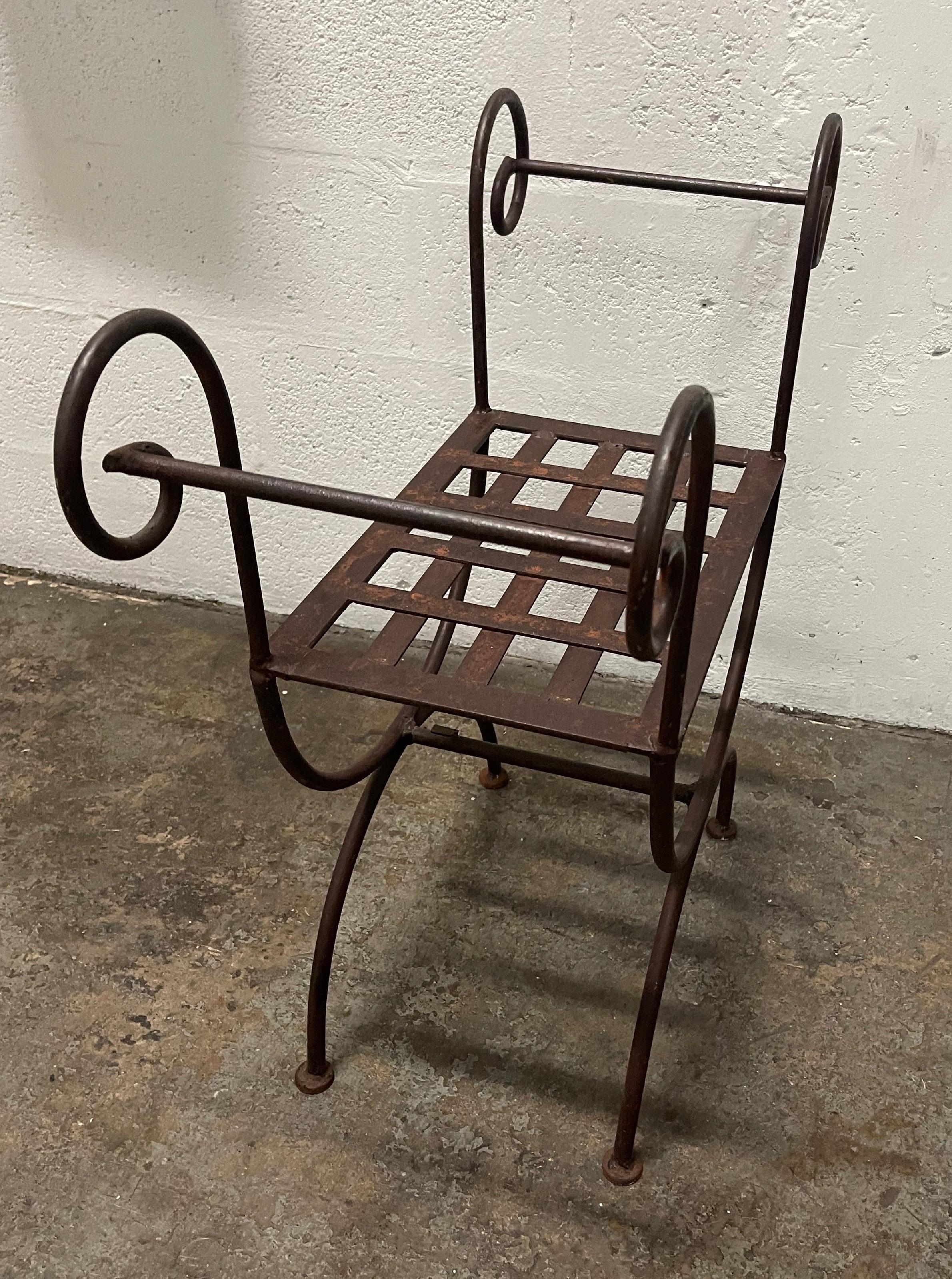 20th Century Curule Style Iron Bench For Sale