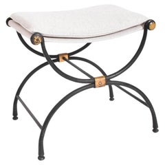 Curule wrought iron and off white canvas fabric, 1960s Curule wrought iron and off white canvas fabric, 1960s