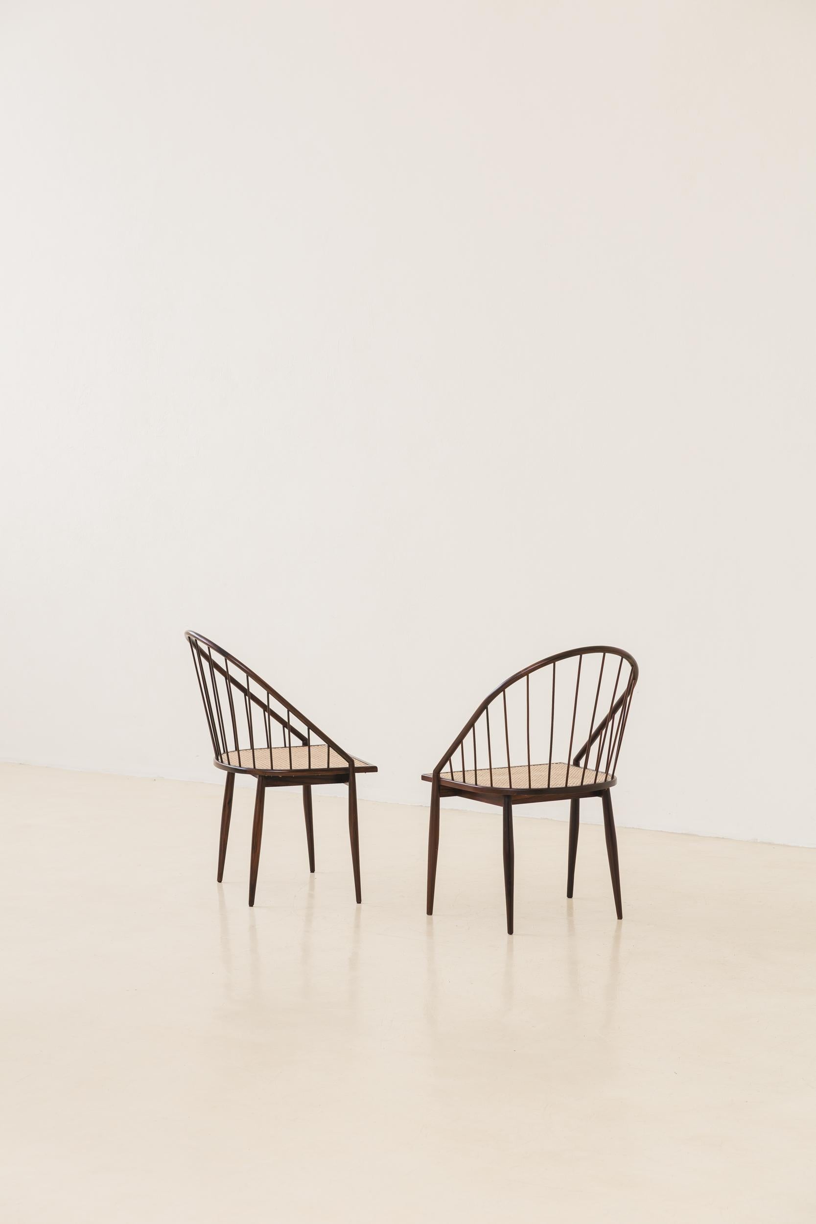 Cane Curva Chair by Joaquim Tenreiro, 1960s, Brazilian Midcentury Design For Sale