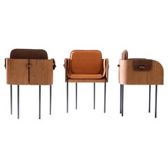 Curva Chair by +55design – Modern Wood and Leather Armchair with Geometric Form