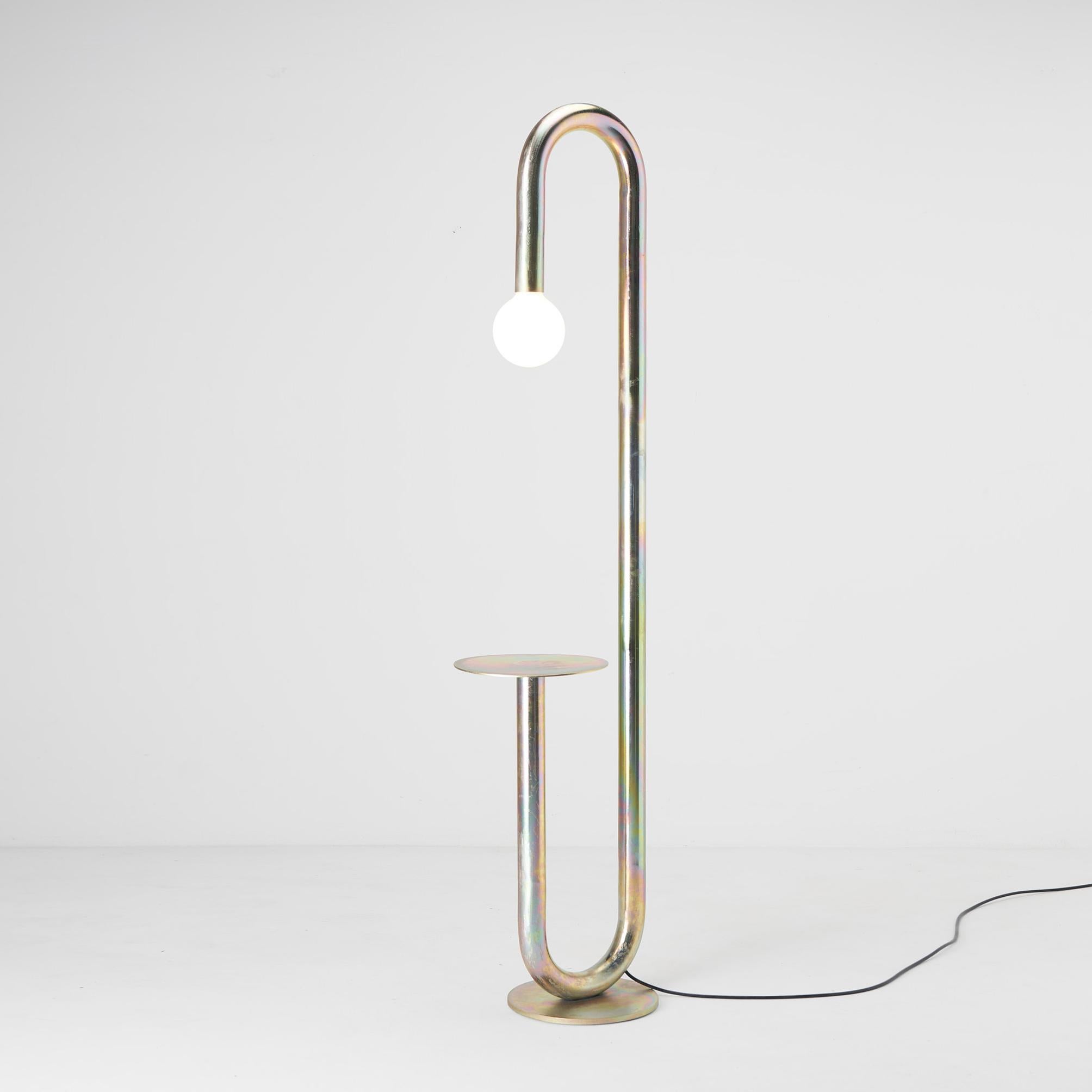 Modern Curva Zincada Floor Lamp by Cultivado Em Casa For Sale